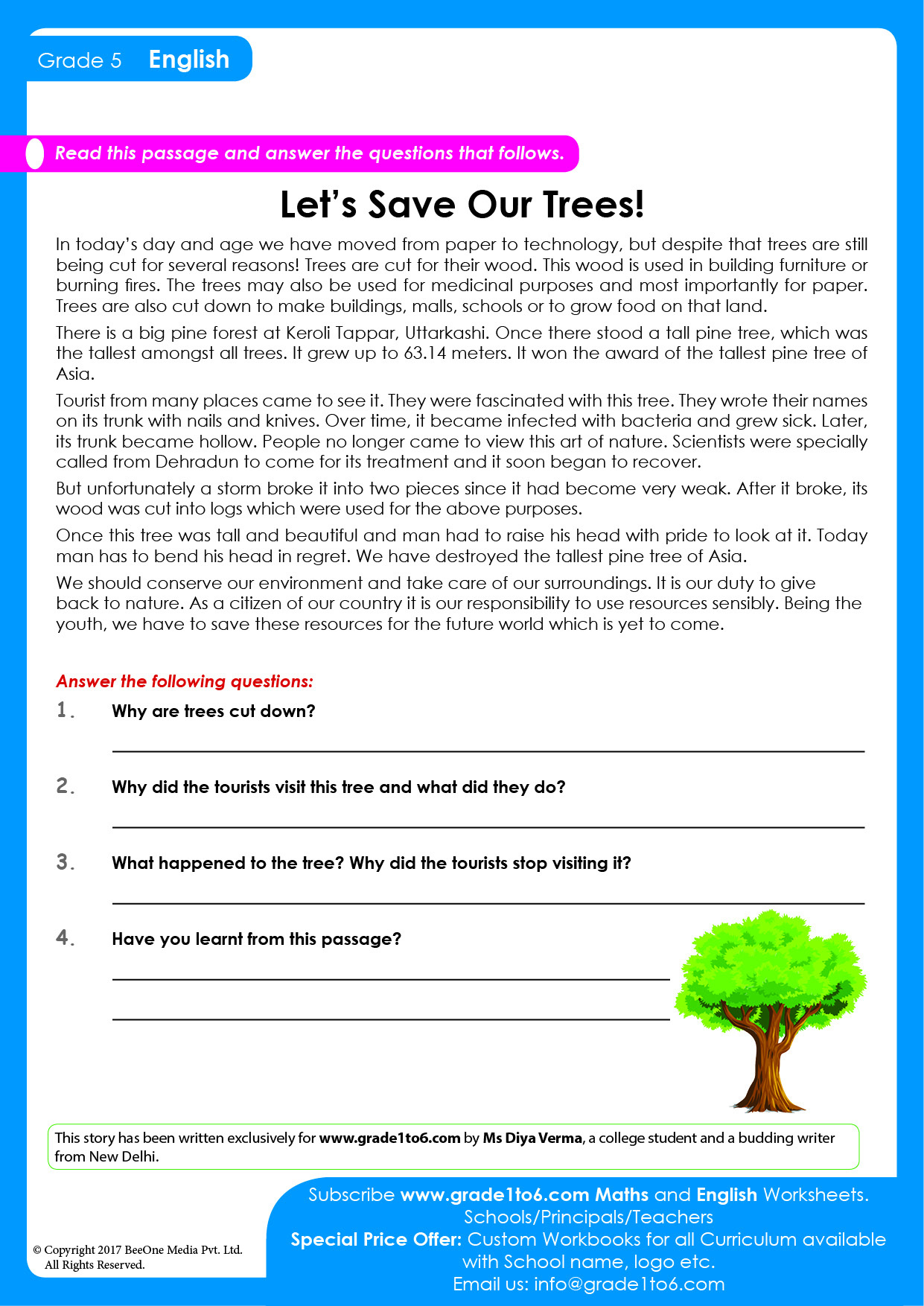 Fifth Grade Reading Comprehension Worksheets with regard to Free Printable Comprehension Worksheets For Grade 5