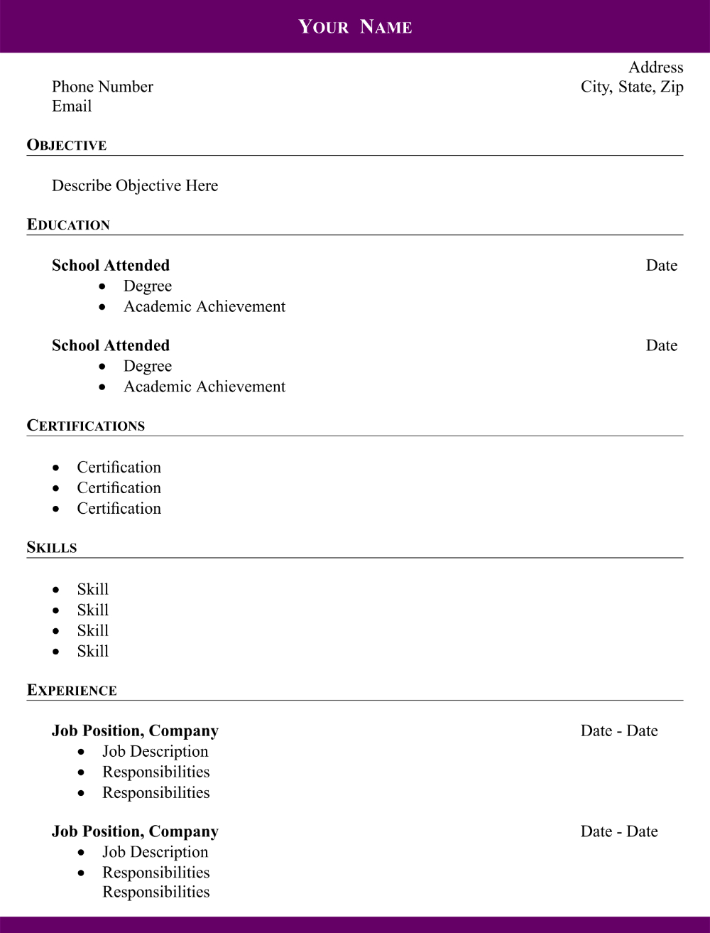 Fill In Blank Resume - 10 Free Pdf Printables | Printablee in Free Blank Resume Forms Printable