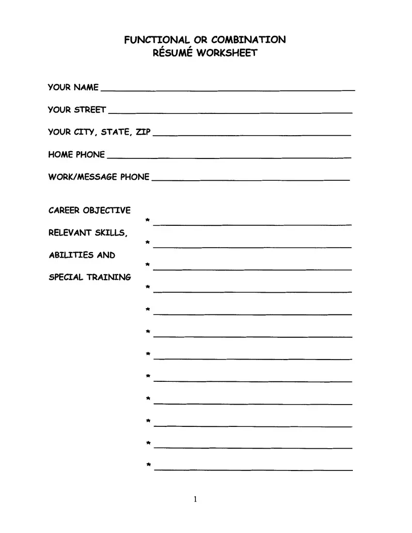 Fill In The Blank Resume Worksheet Pdf Form - Formspal in Free Printable Fill In The Blank Resume Templates