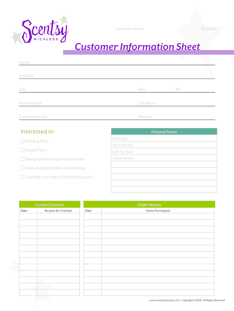 Fillable Online Scentsy Printables Fax Email Print - Pdffiller in Free Printable Scentsy Order Forms