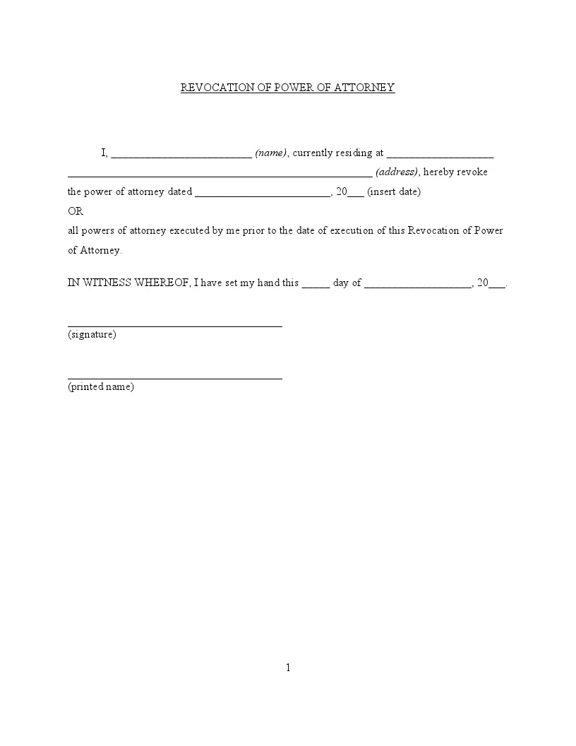 Fillable Revocation Of Power Of Attorney Form | Cancel Poa | Formspal in Free Printable Revocation Of Power Of Attorney Form