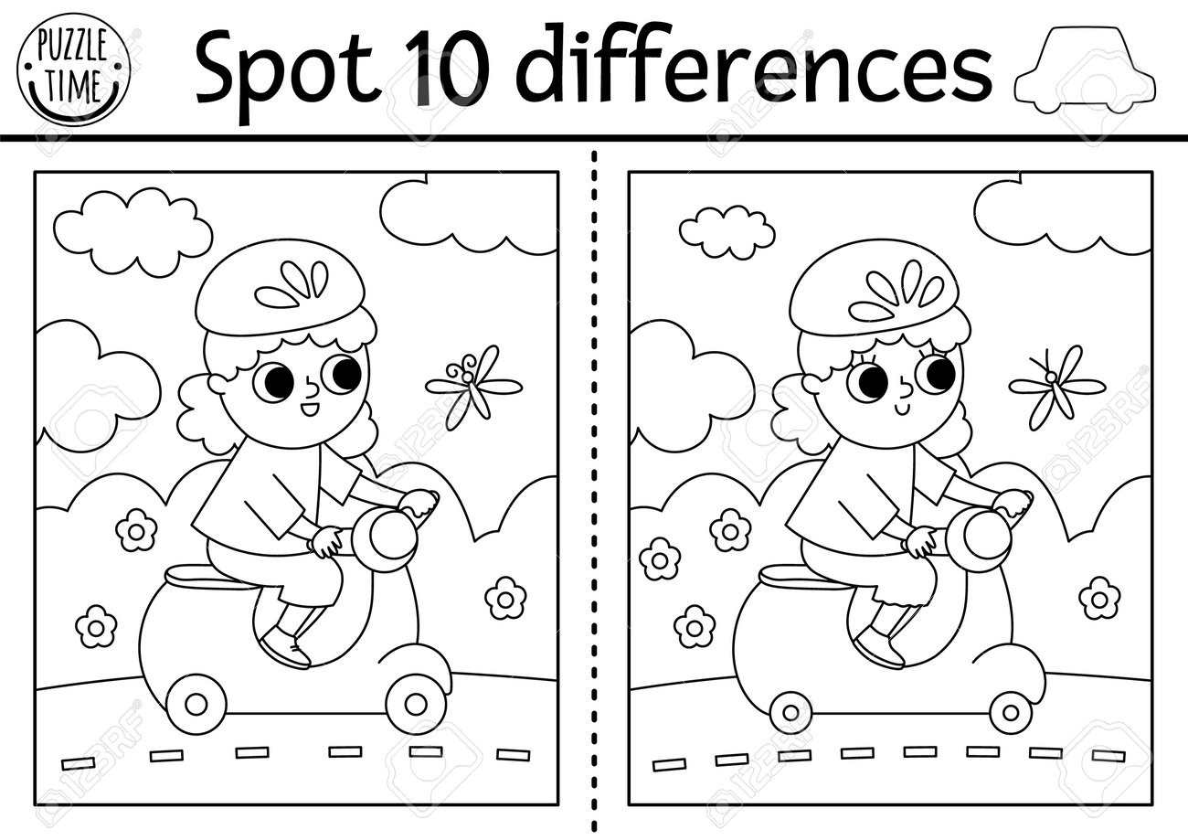 Find Differences Game For Children. Transportation Educational in Free Printable Spot The Difference For Kids