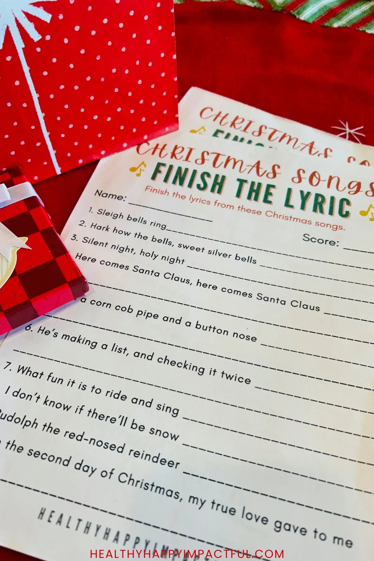 Finish The Christmas Songs Lyrics: The Fun Holiday Game &amp;amp; Gift Swap in Christmas Song Lyrics Game Free Printable