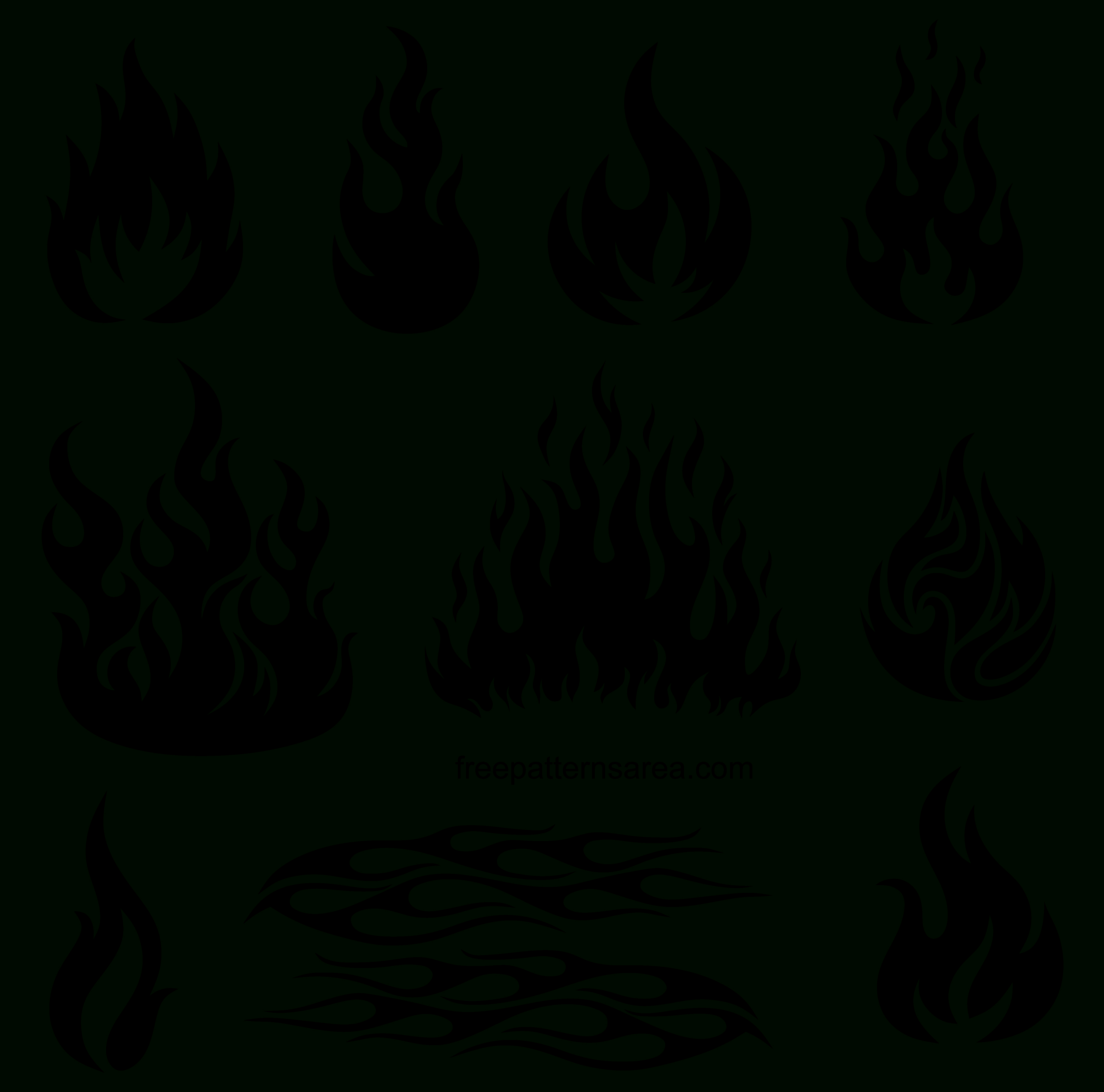 Fire Flame Shapes Stencil Vector Drawings - Freepatternsarea throughout Free Printable Flame Template