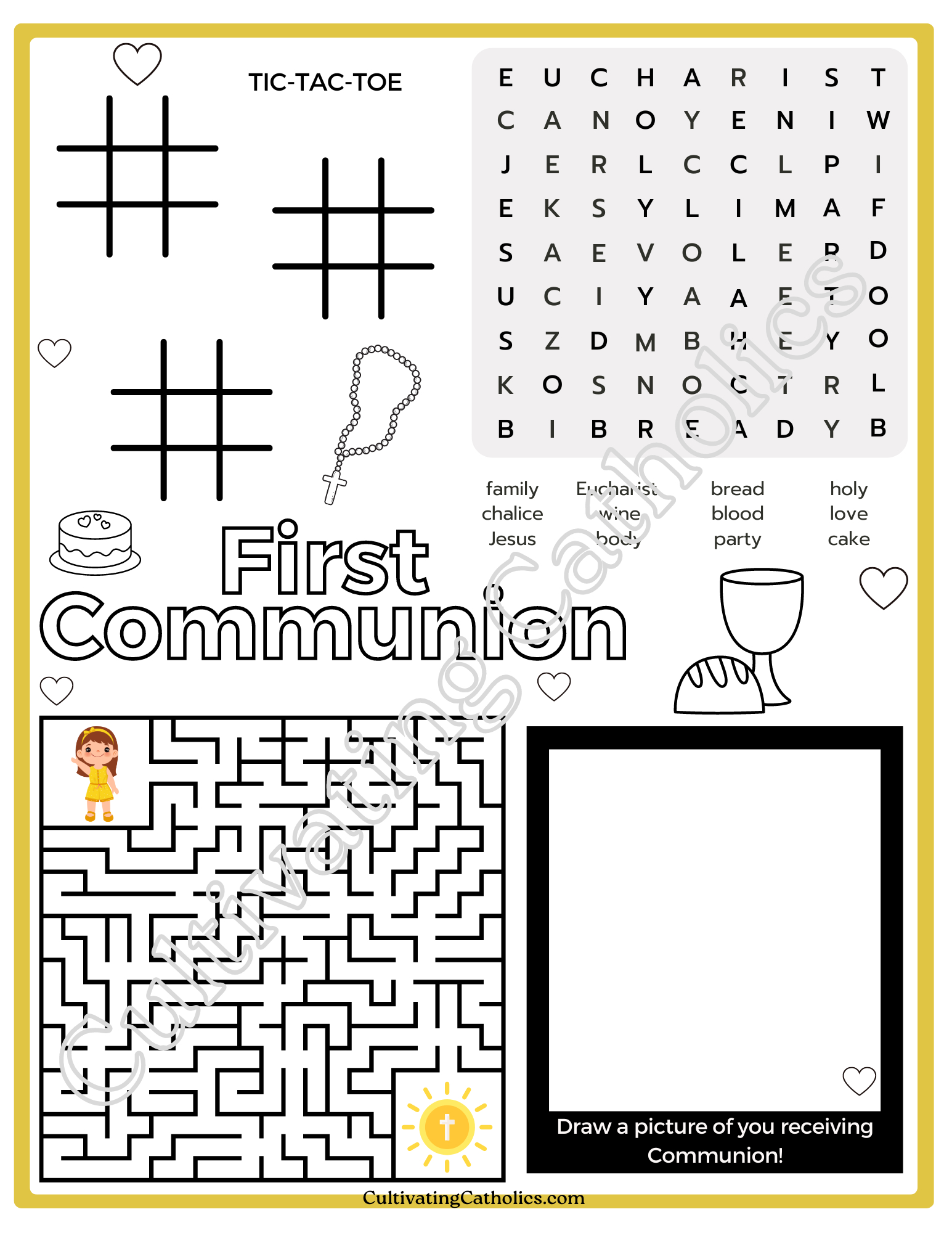 First Communion Activity Page Printable pertaining to First Communion Printables Free