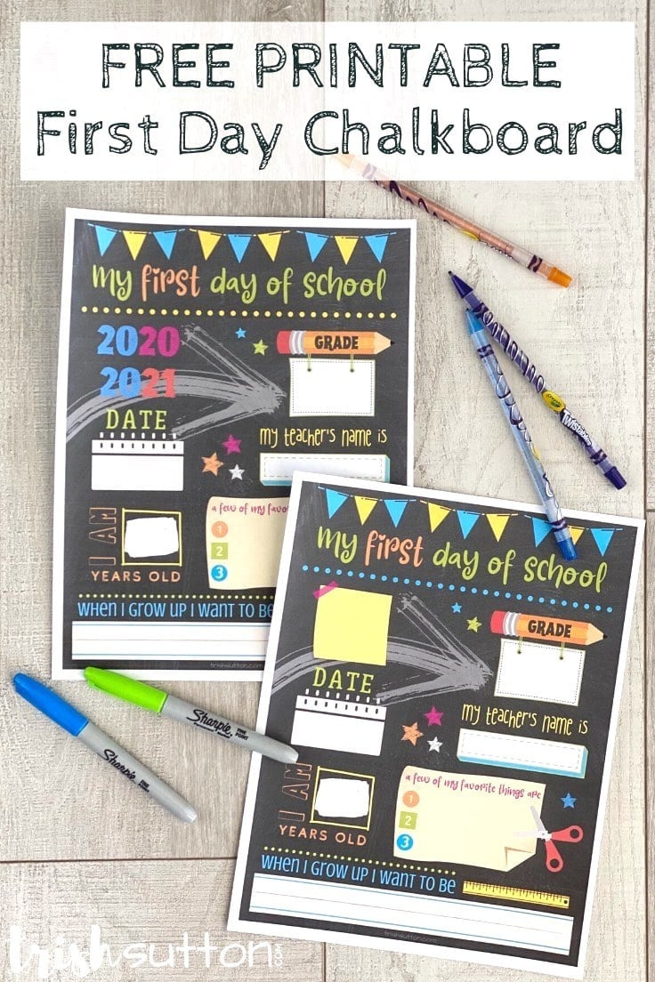 First Day Of School Chalkboard About Me Free Printable for Free Printable First Day Of School Chalkboard Signs