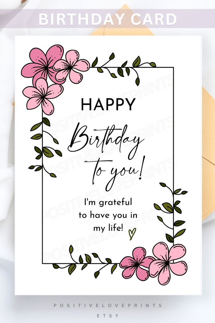 Floral Happy Birthday Card For Best Friend, Mom, Sister intended for Free Printable Romantic Birthday Cards For Her