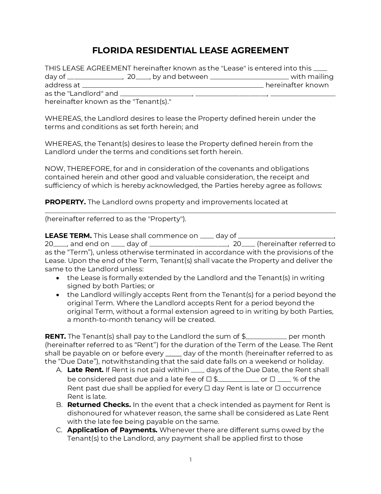 Florida Rental Lease Agreement Template (2025) | Pdf &amp;amp; Doc with regard to Free Printable Florida Residential Lease Agreement