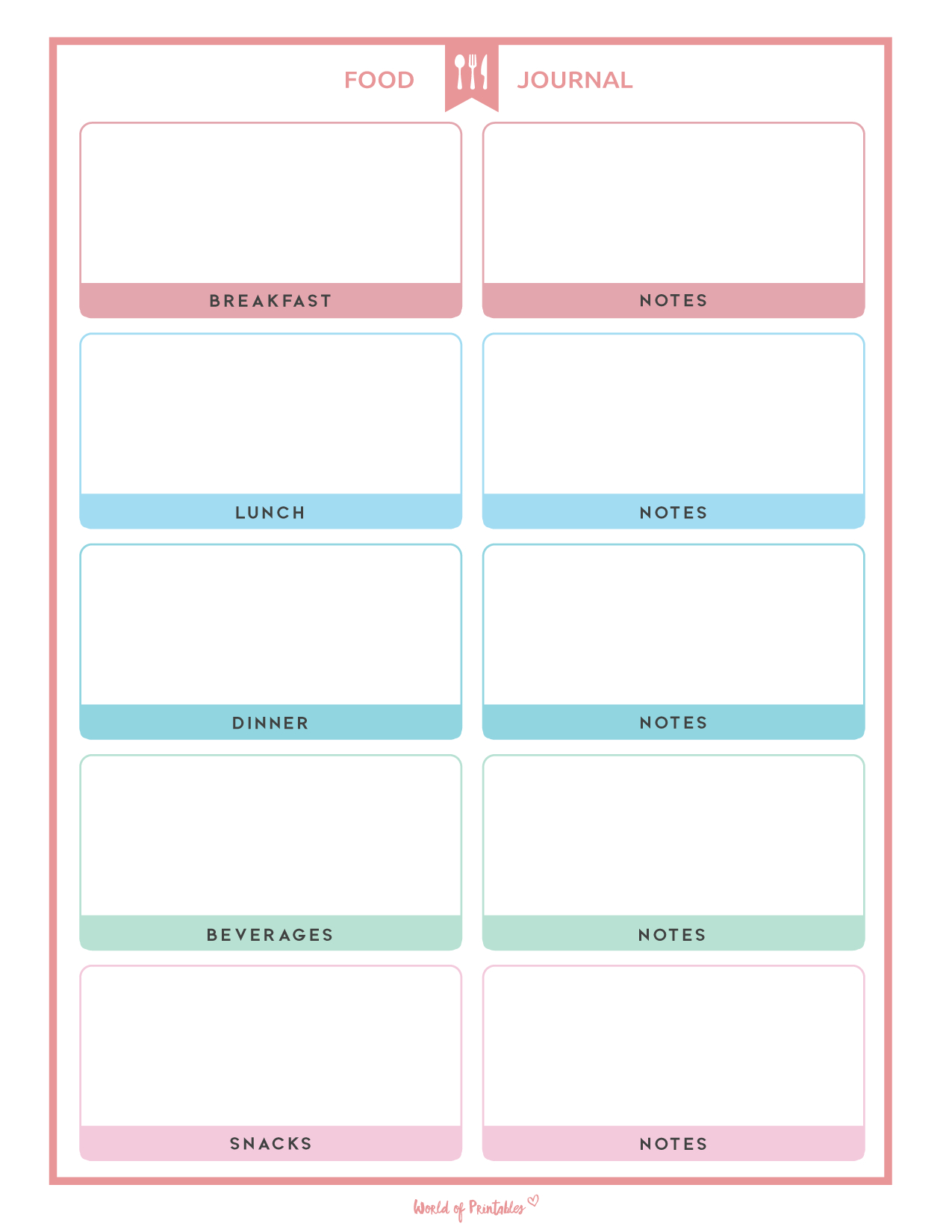 Food Journal Printables - World Of Printables within Free Printable Food Journal