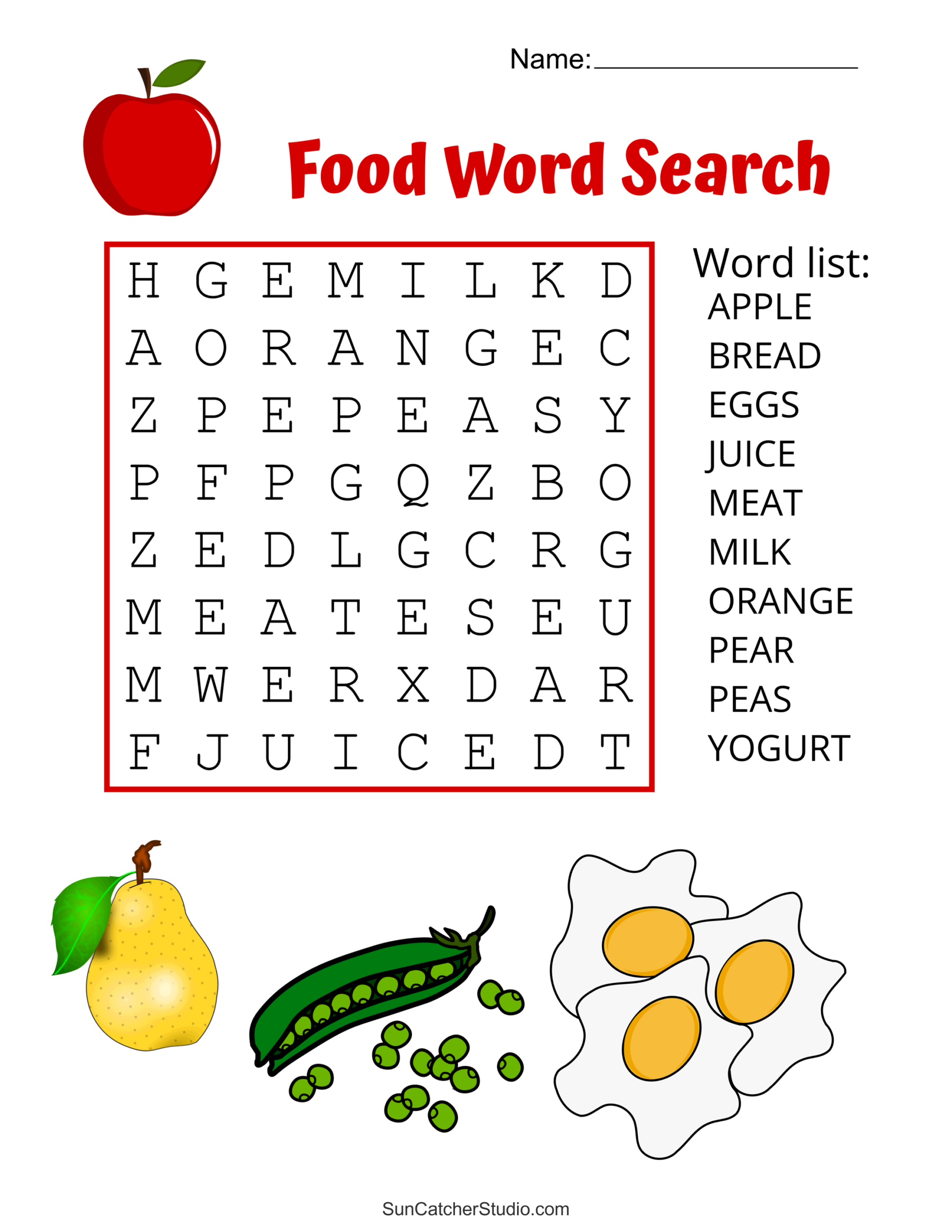 Food Word Search (Free Printable Puzzles) – Free Printables inside Word Search Free Printables For Kids