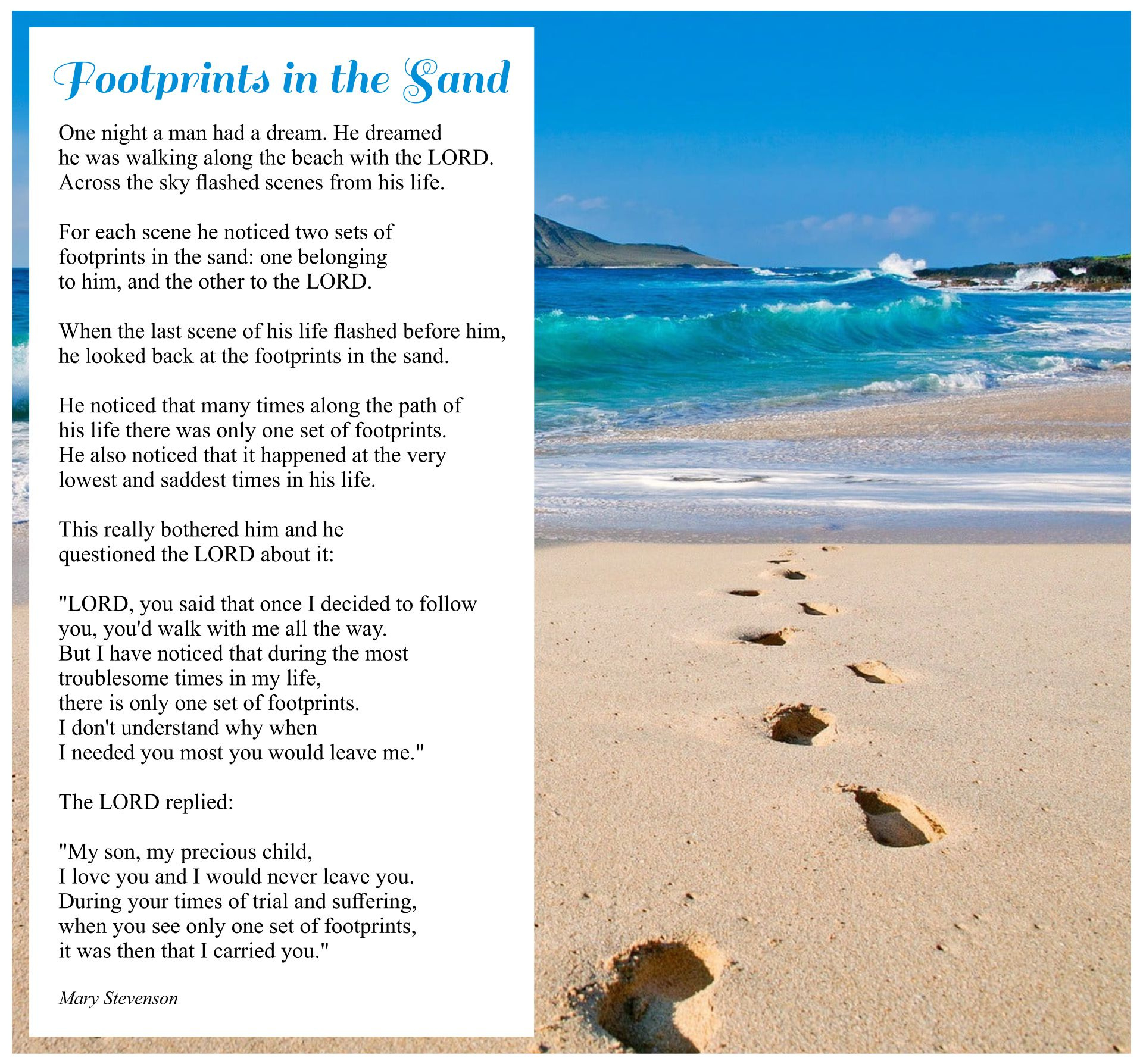 Footprints In The Sand Poem Printable inside Footprints In The Sand Printable Free