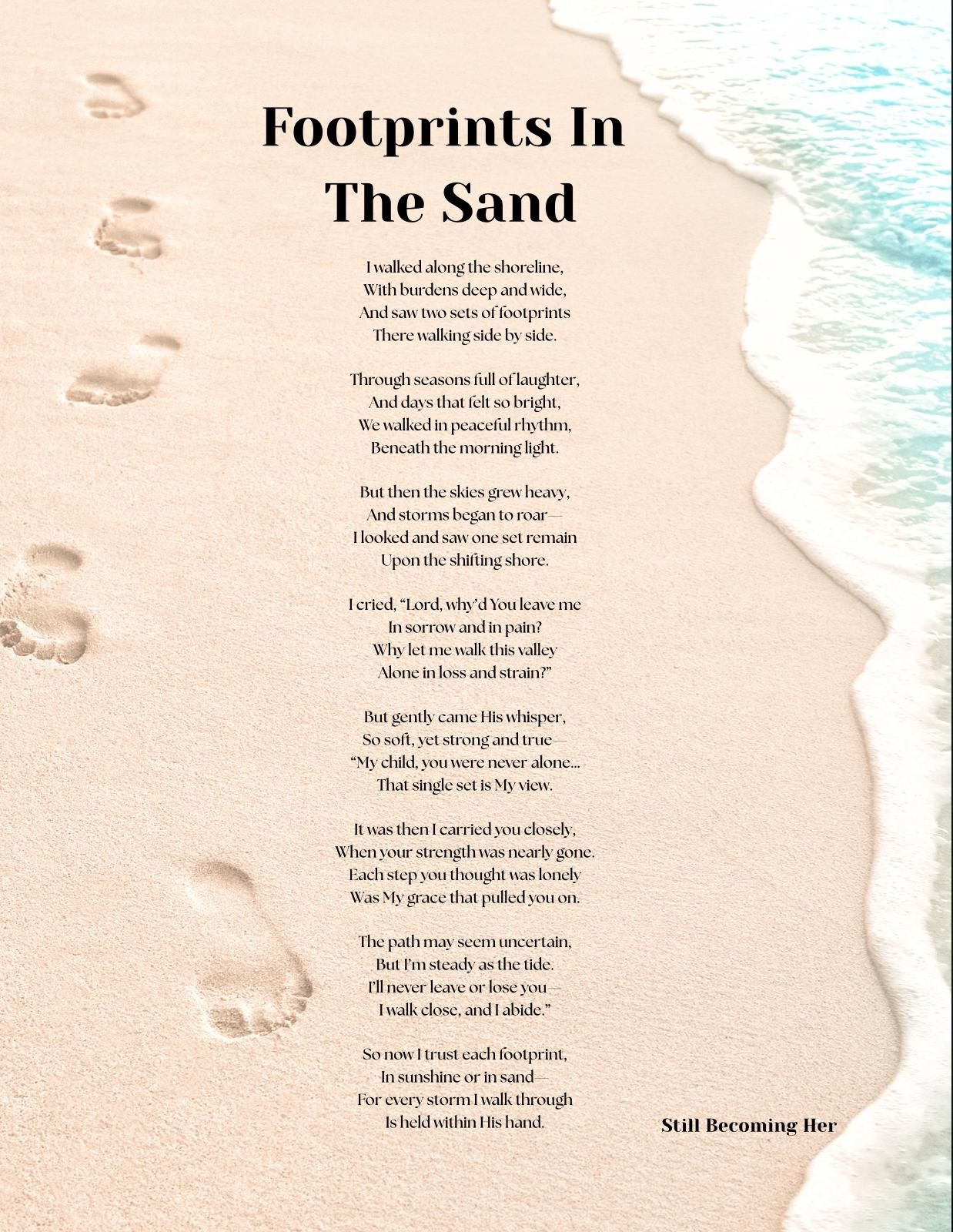 Footprints In The Sand Poem Printable - Shop On Pinterest intended for Footprints In The Sand Printable Free