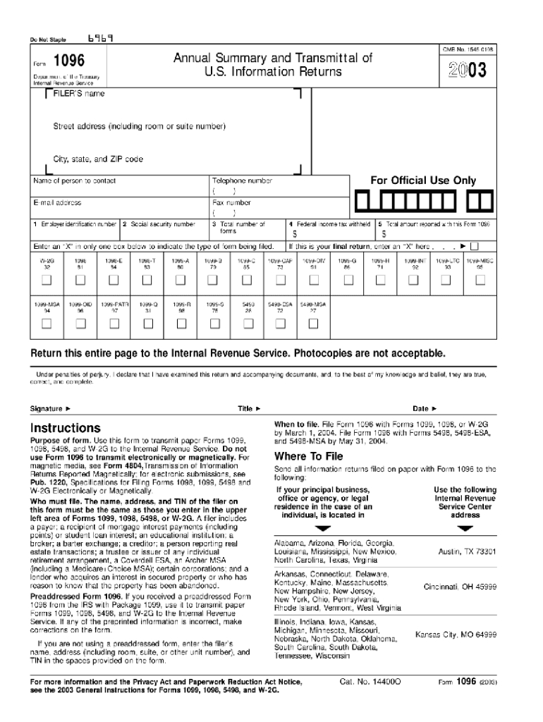 Form 1096 Pdf: Fill Out & Sign Online | Dochub for Free Printable 1096 Form 2015