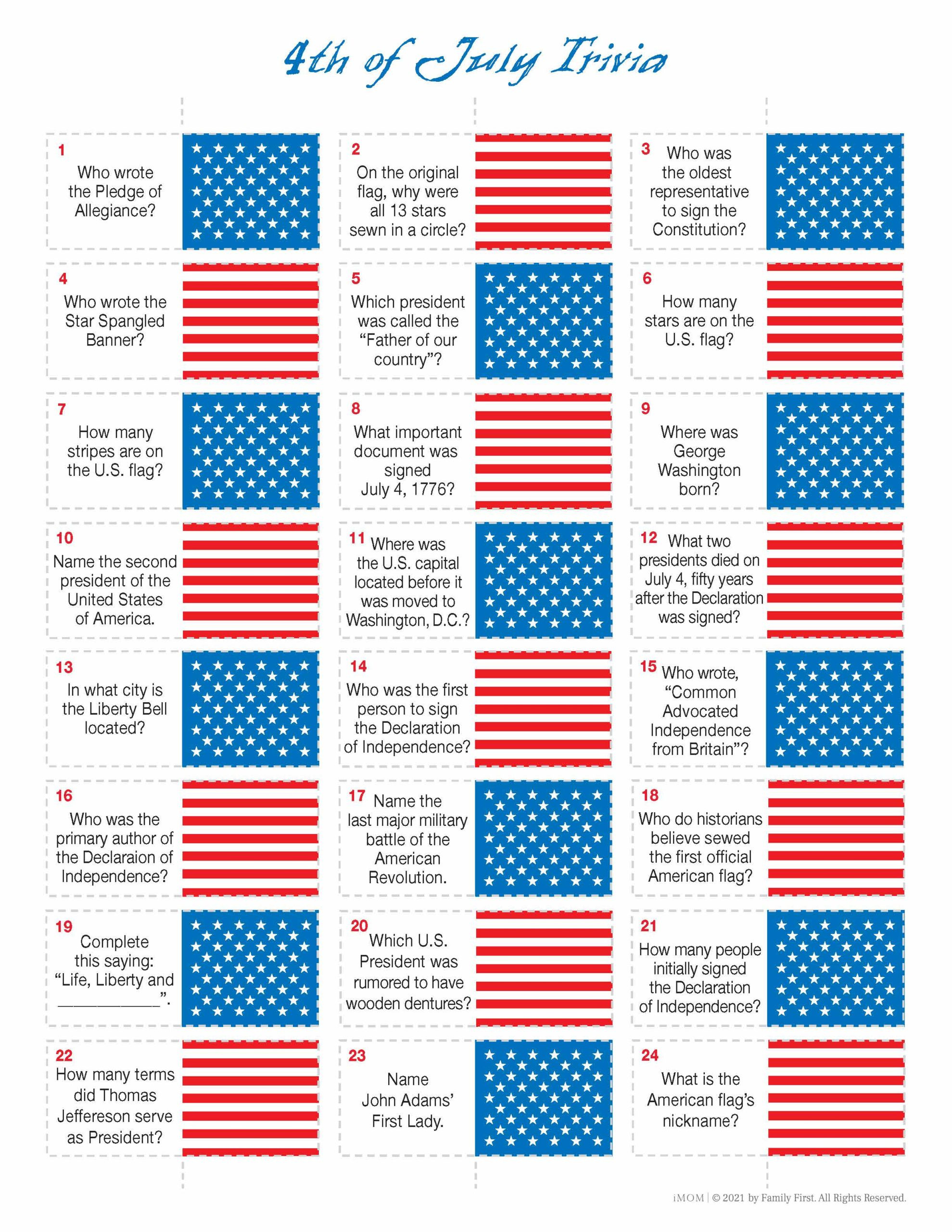 Fourth Of July Trivia Game - Imom for Free Printable 4Th Of July Trivia Questions And Answers
