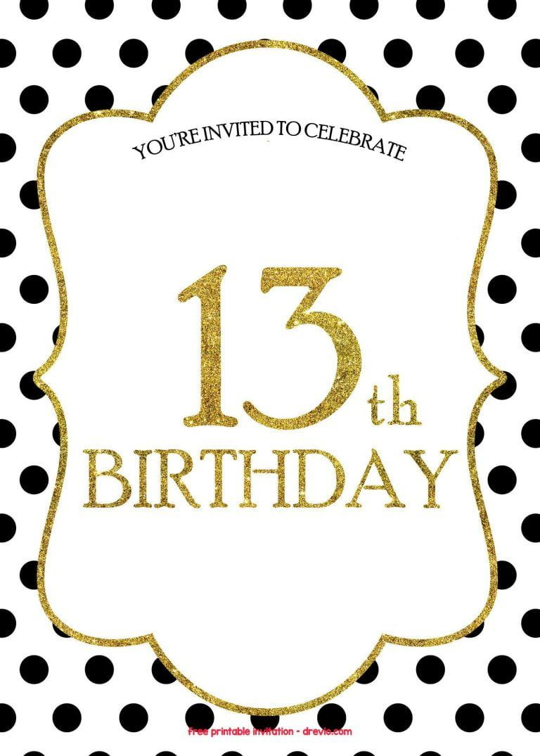 Free 13Th Birthday Invitations Templates - Worksheets Library throughout 13Th Birthday Party Invitations Printable Free