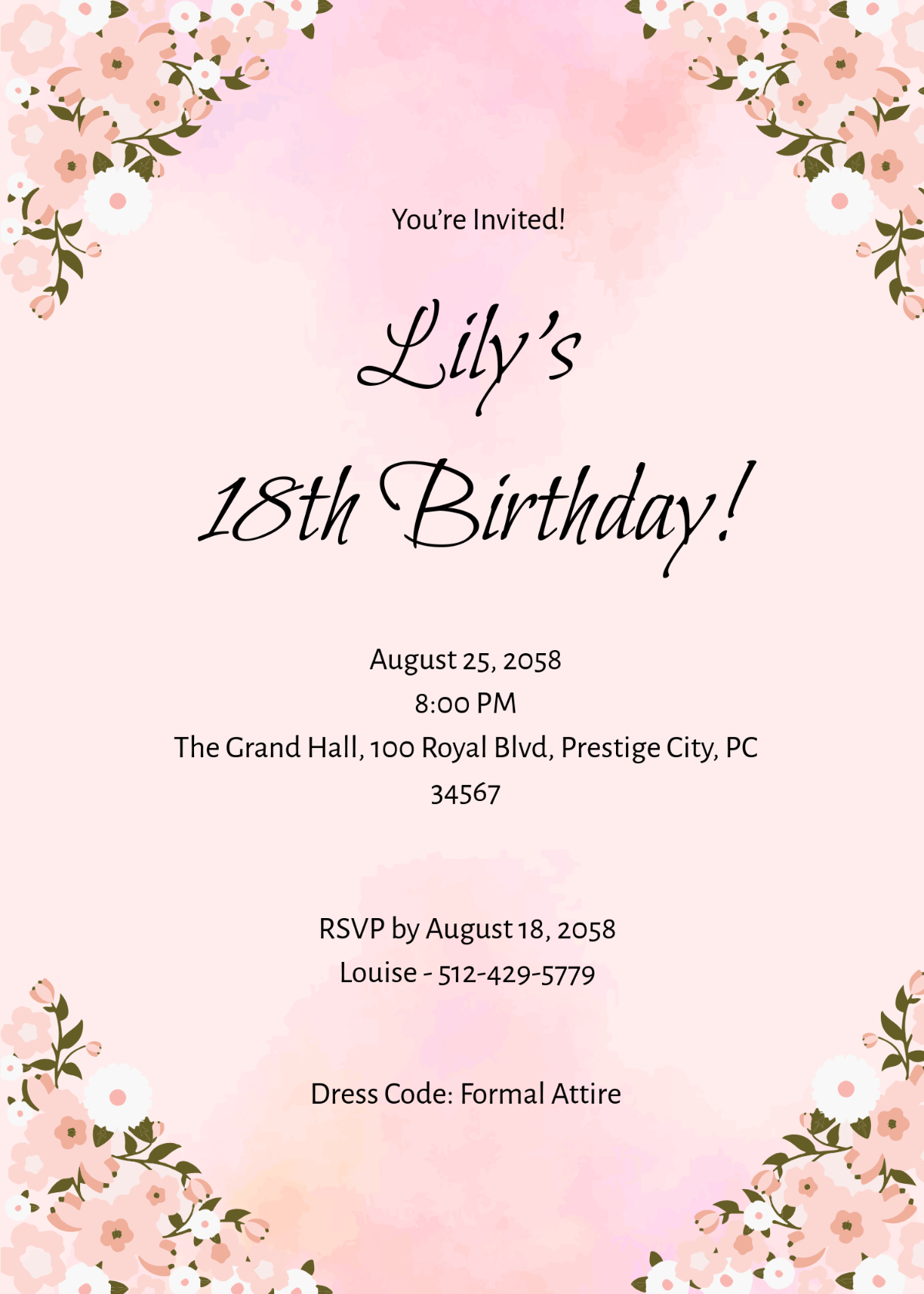 Free 18Th Birthday Invitation Templates, Editable And Printable within Free Printable Invitation Maker