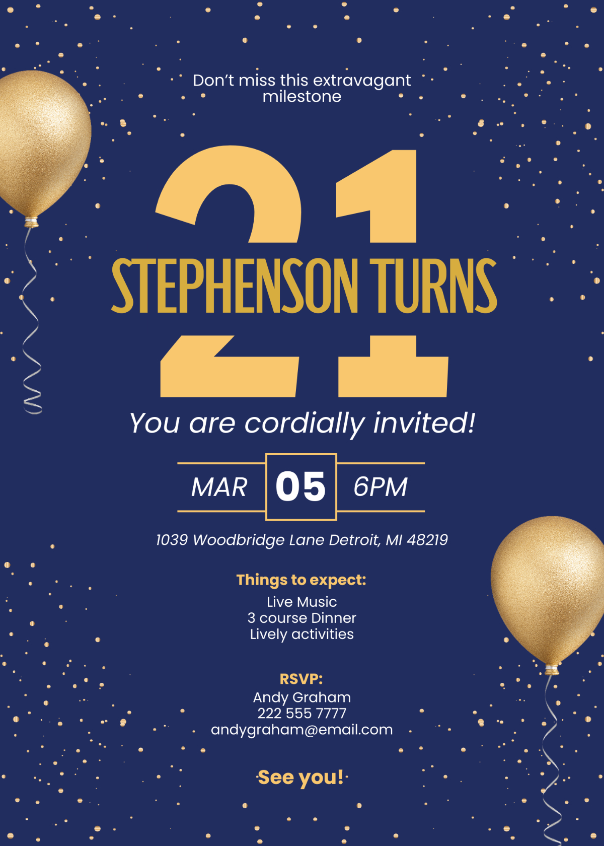 Free 21St Birthday Invitation For Him Template To Edit Online inside 21St Birthday Invitation Templates Free Printable