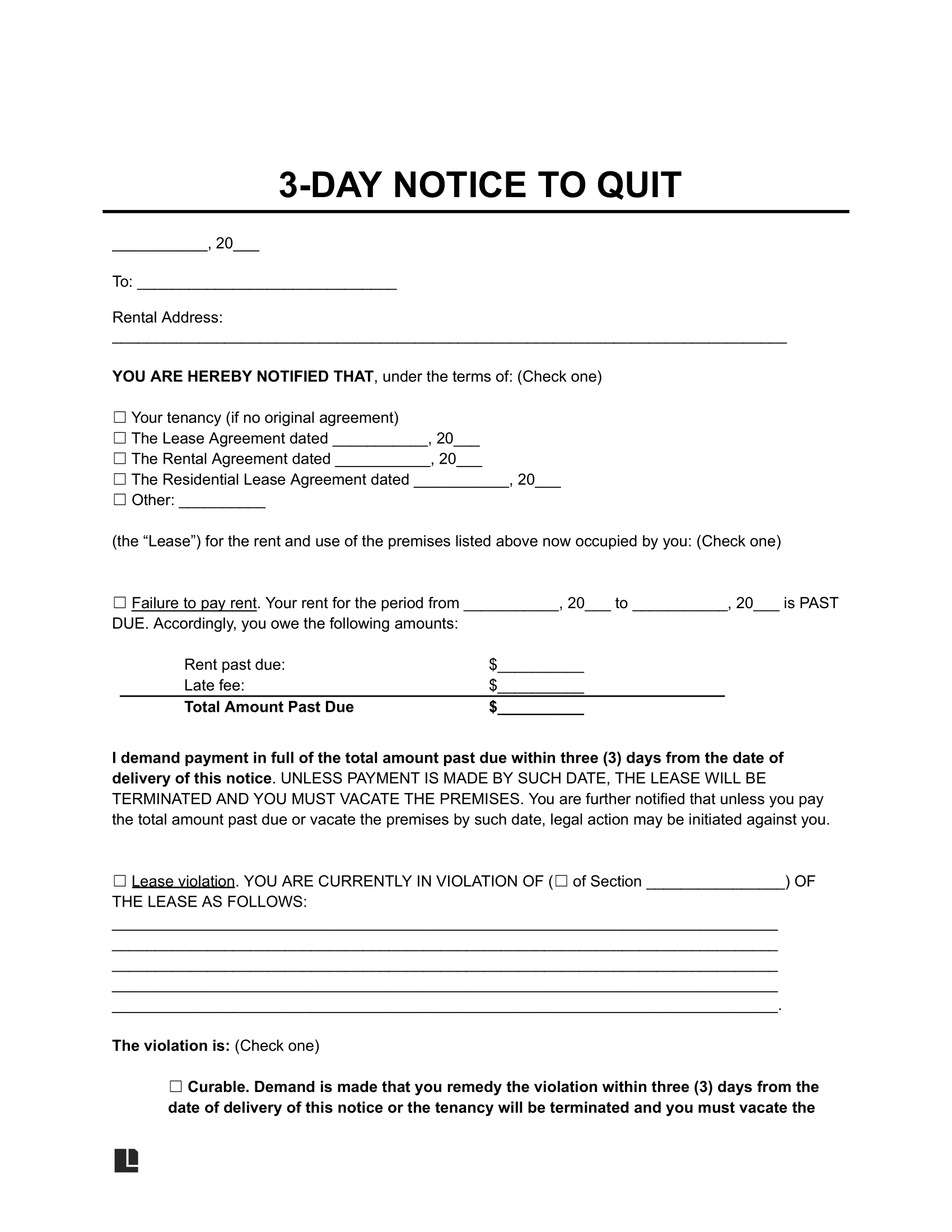 Free 3 Day Eviction Notice Template | Pdf & Word within Free Printable 3 Day Eviction Notice