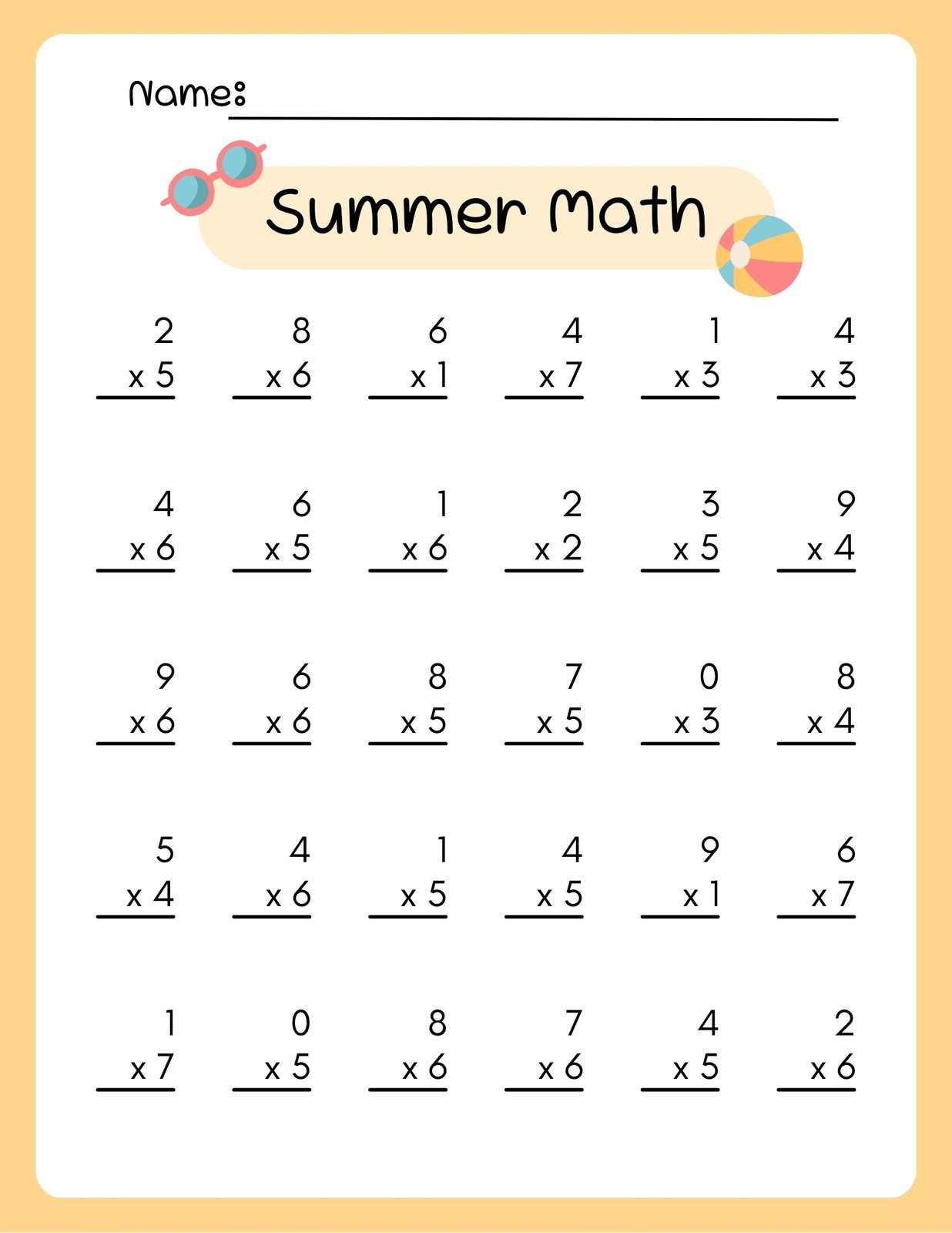 Free 3Rd Grade Math Worksheet Templates To Customize | Canva regarding Free Printable Math Worksheets For 3Rd Grade
