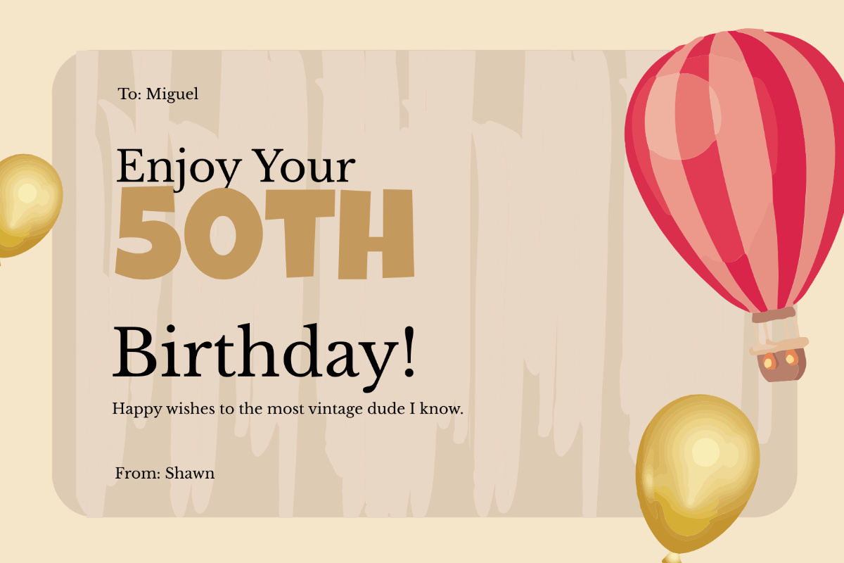 Free 50Th Birthday Card Templates, Editable And Printable with Free Printable 50Th Birthday Cards Funny