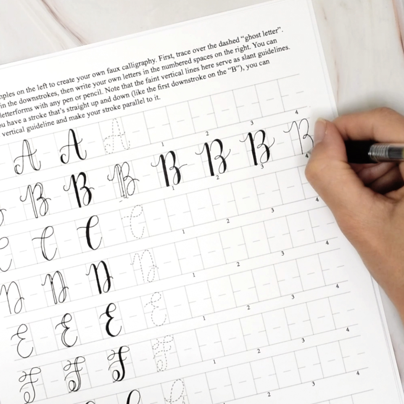 Free 8-Page Faux Calligraphy Worksheet Set – The Postman'S Knock for Free Calligraphy Printables