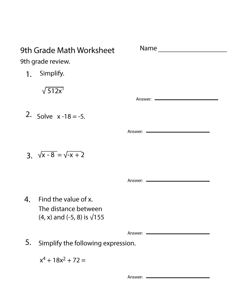 Free 9Th Grade Math Worksheets Printable | 9Th Grade Math, Math pertaining to 9Th Grade Algebra Worksheets Free Printable