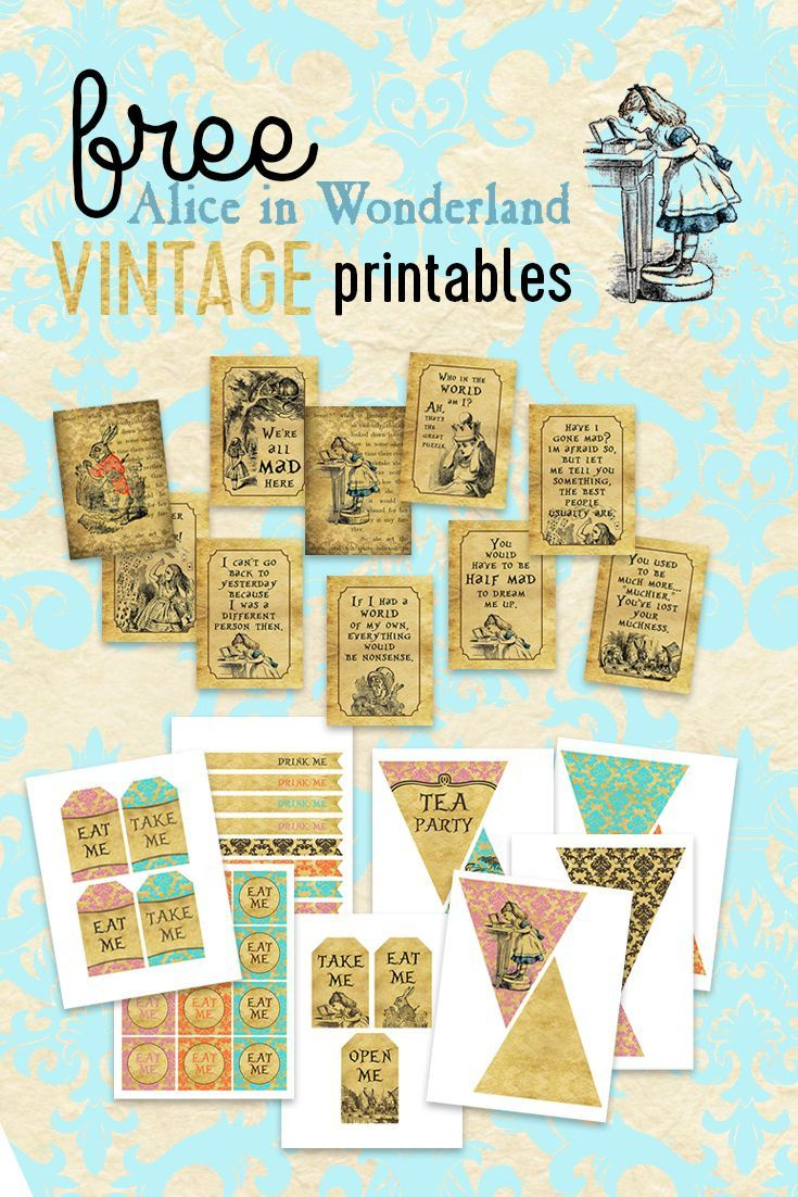 Free Alice In Wonderland Vintage Birthday Party Printables pertaining to Alice In Wonderland Free Printables