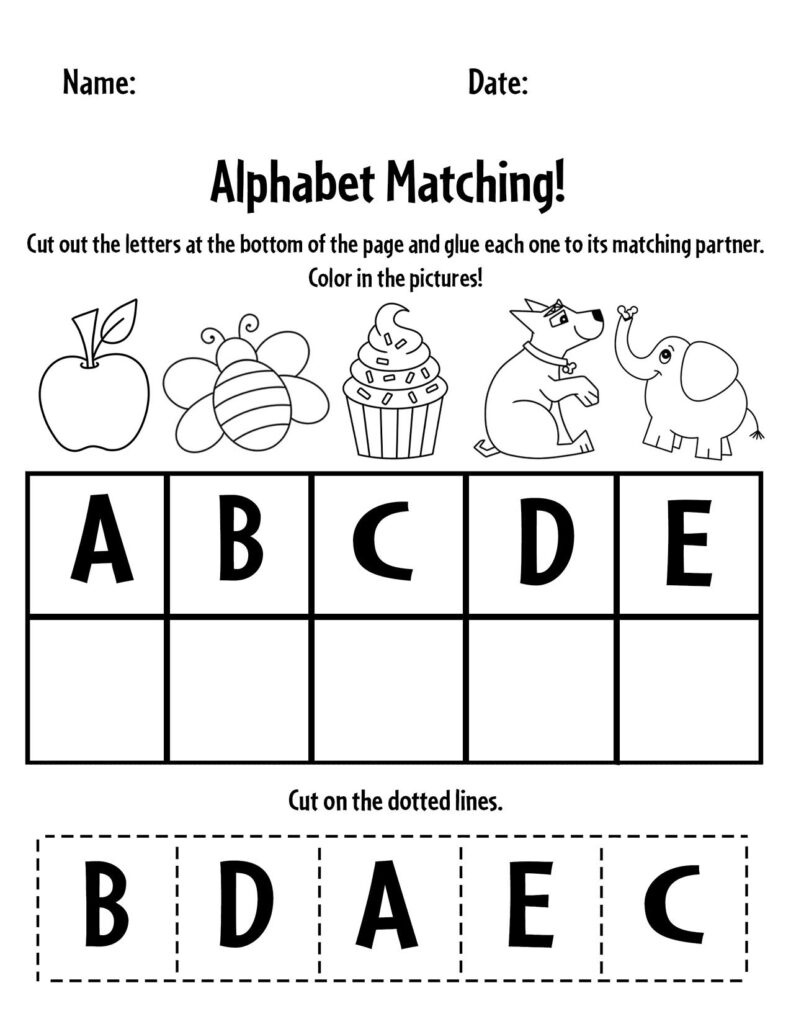 Free Alphabet Matching A-Z Worksheets For Preschool ⋆ The with regard to Free Printable Alphabet Activities For Preschoolers