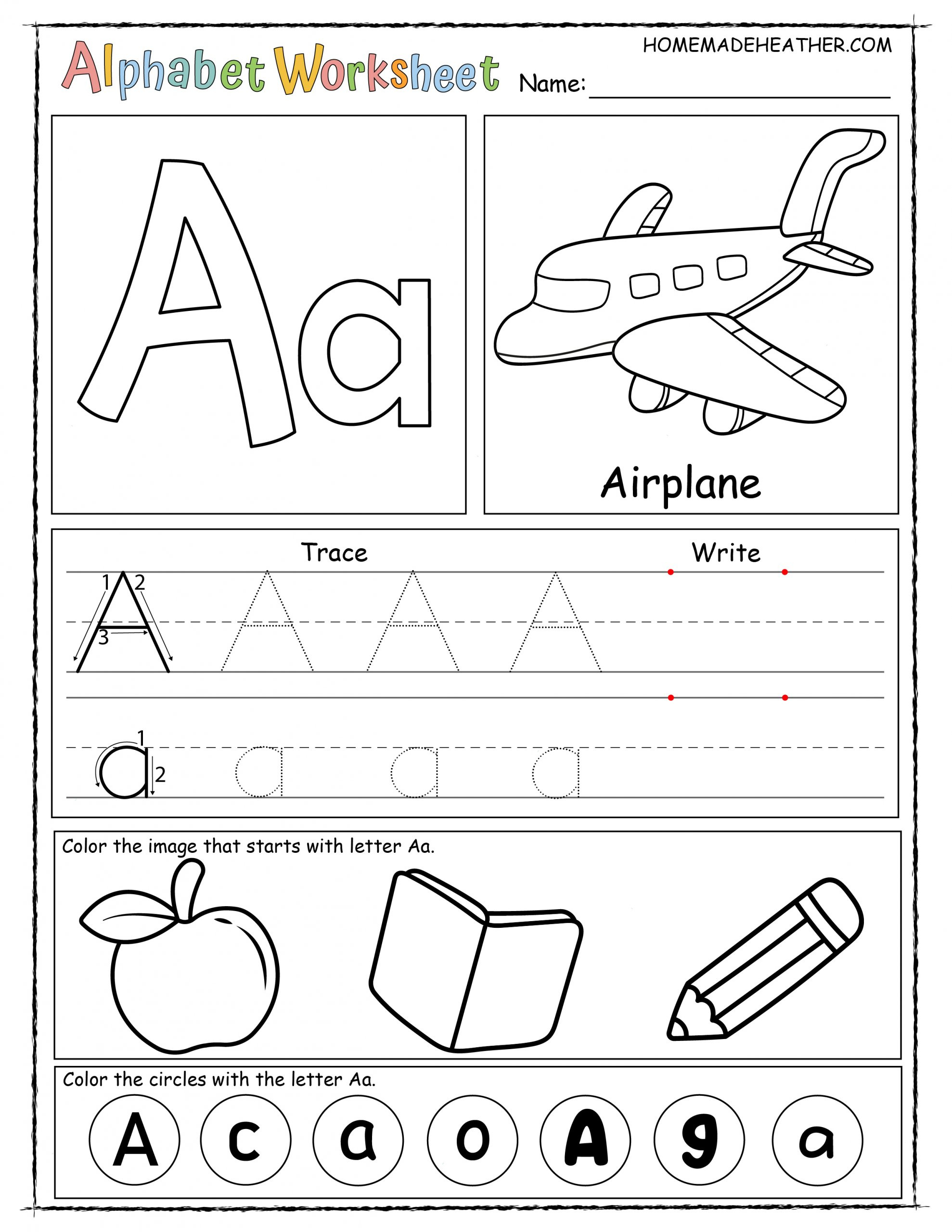 Free Alphabet Printable Worksheets ยป Homemade Heather - Worksheets throughout Free Printable Letter Worksheets