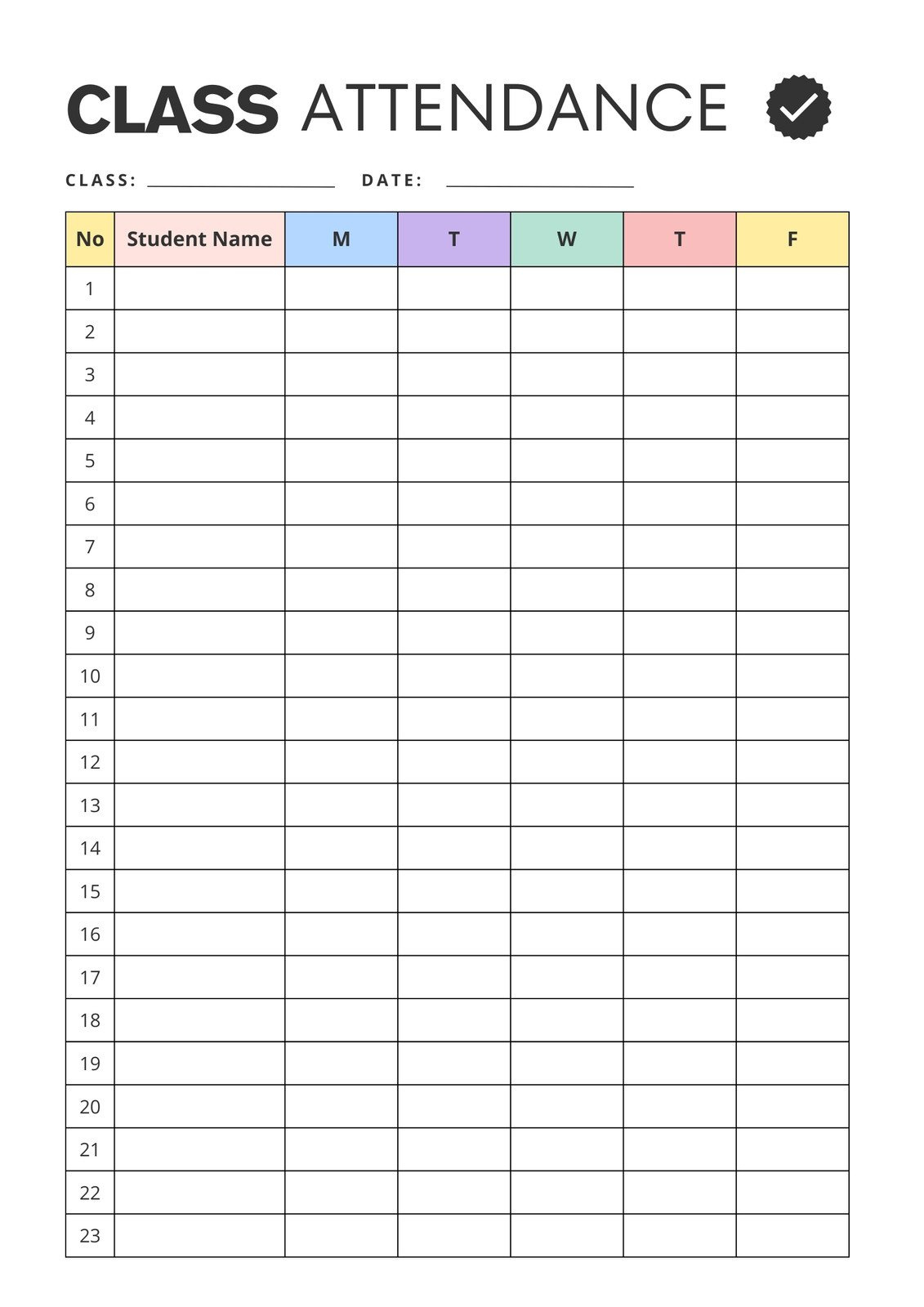 Free And Customizable Attendance Templates intended for Free Printable Attendance Sheet