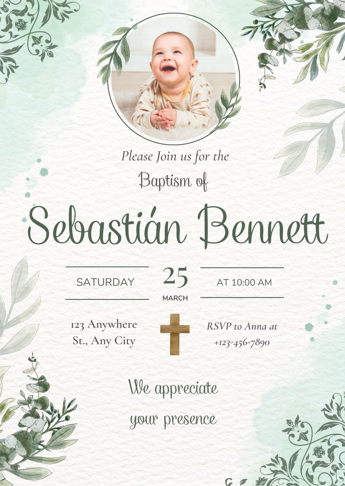 Free And Customizable Baptism Templates | Canva regarding Free Printable Baptism Invitations