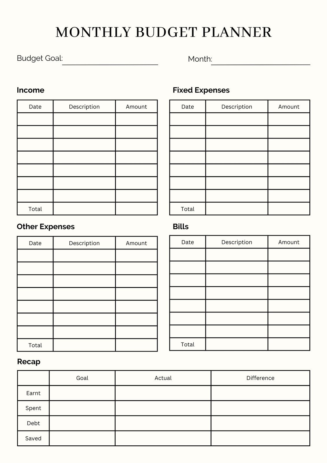 Free And Customizable Budget Templates pertaining to Free Printable Personal Budget Template