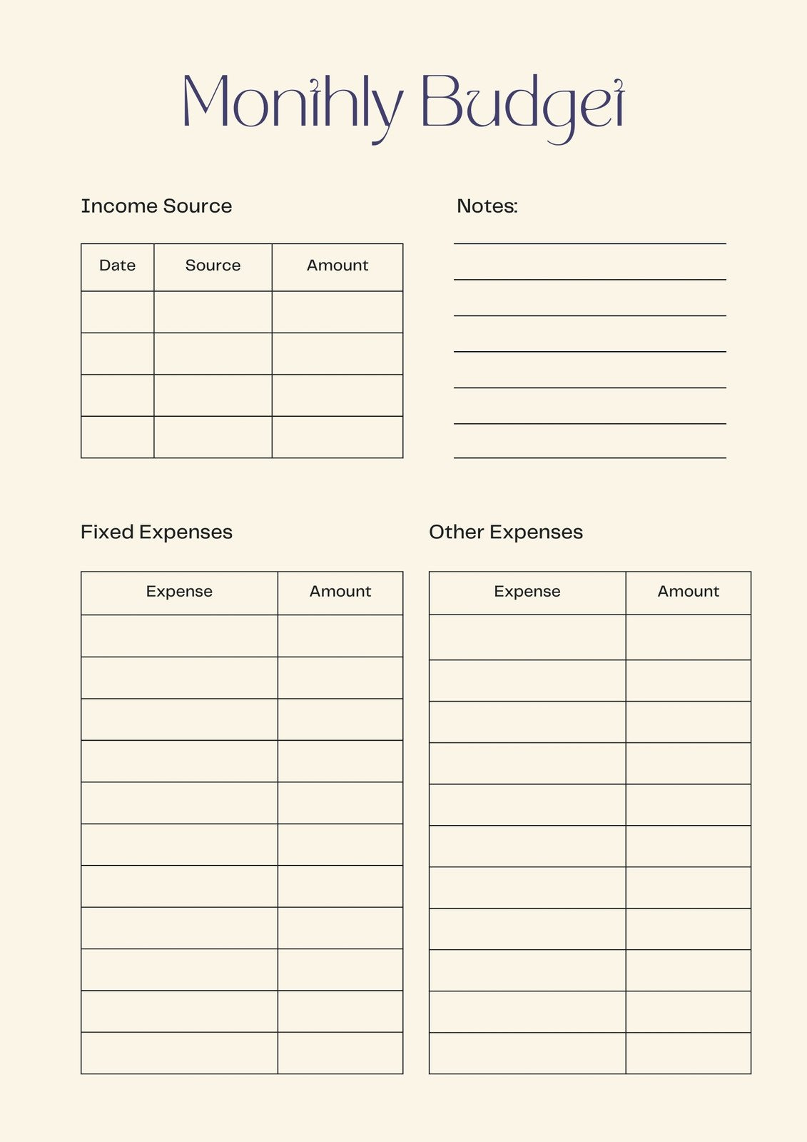 Free And Customizable Budget Templates with Budgeting Charts Free Printable