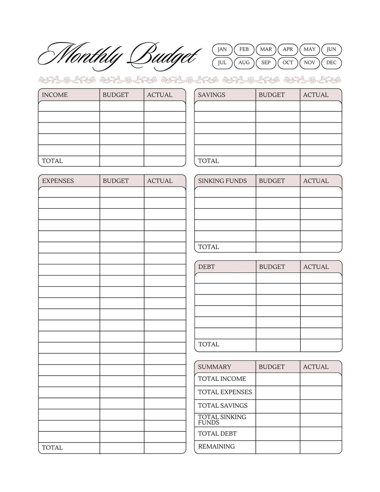 Free And Customizable Budget Templates - Worksheets Library for Free Online Printable Budget Worksheet