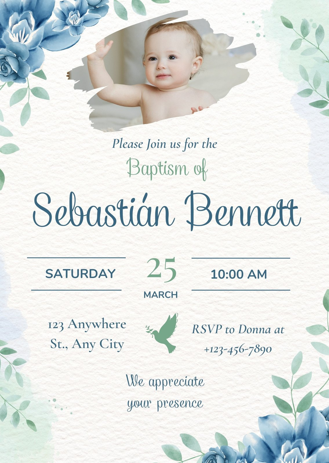 Free And Customizable Christening Templates | Canva regarding Free Printable Personalized Baptism Invitations