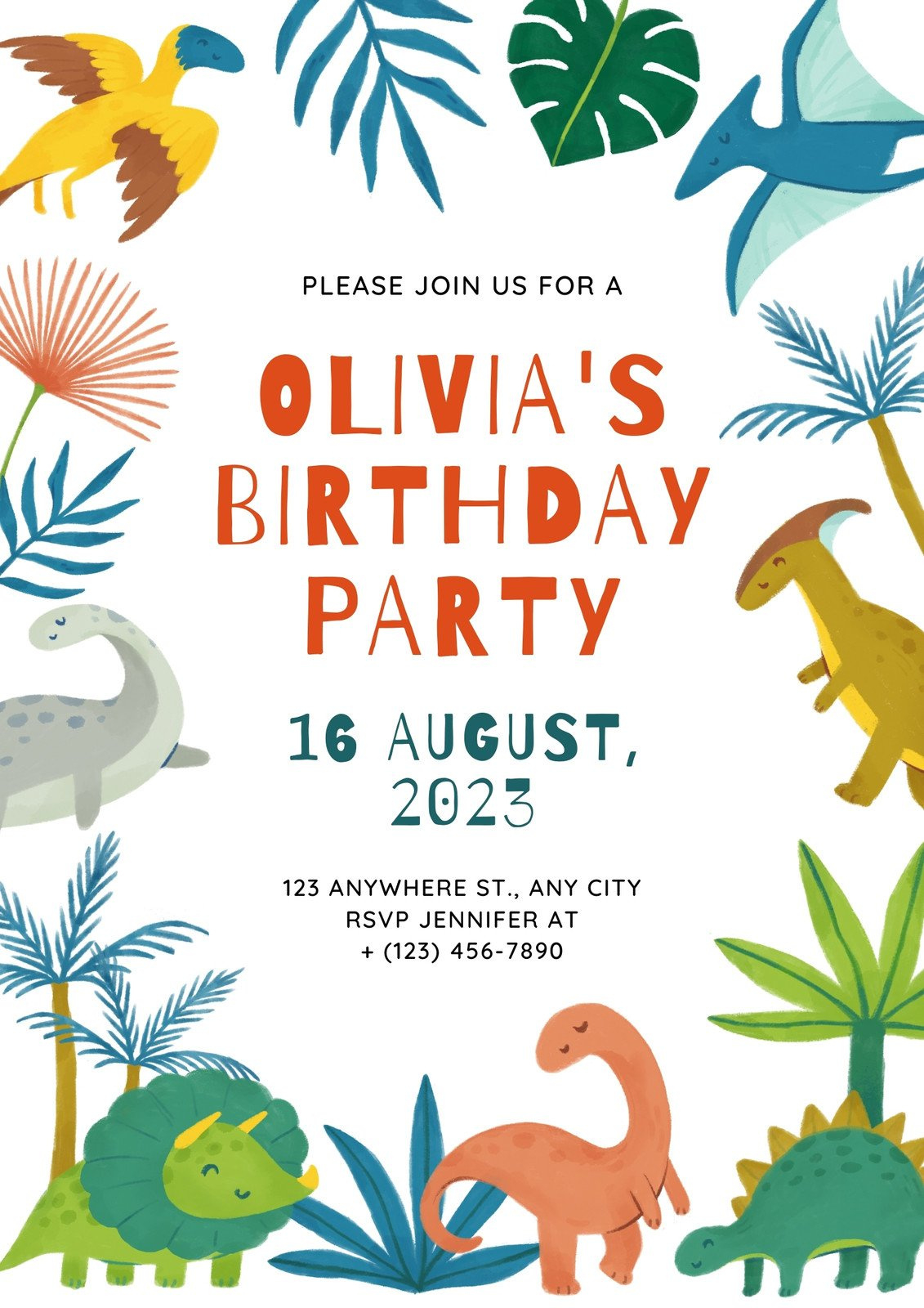 Free And Customizable Dinosaur Templates inside Free Printable Dinosaur Birthday Invitations