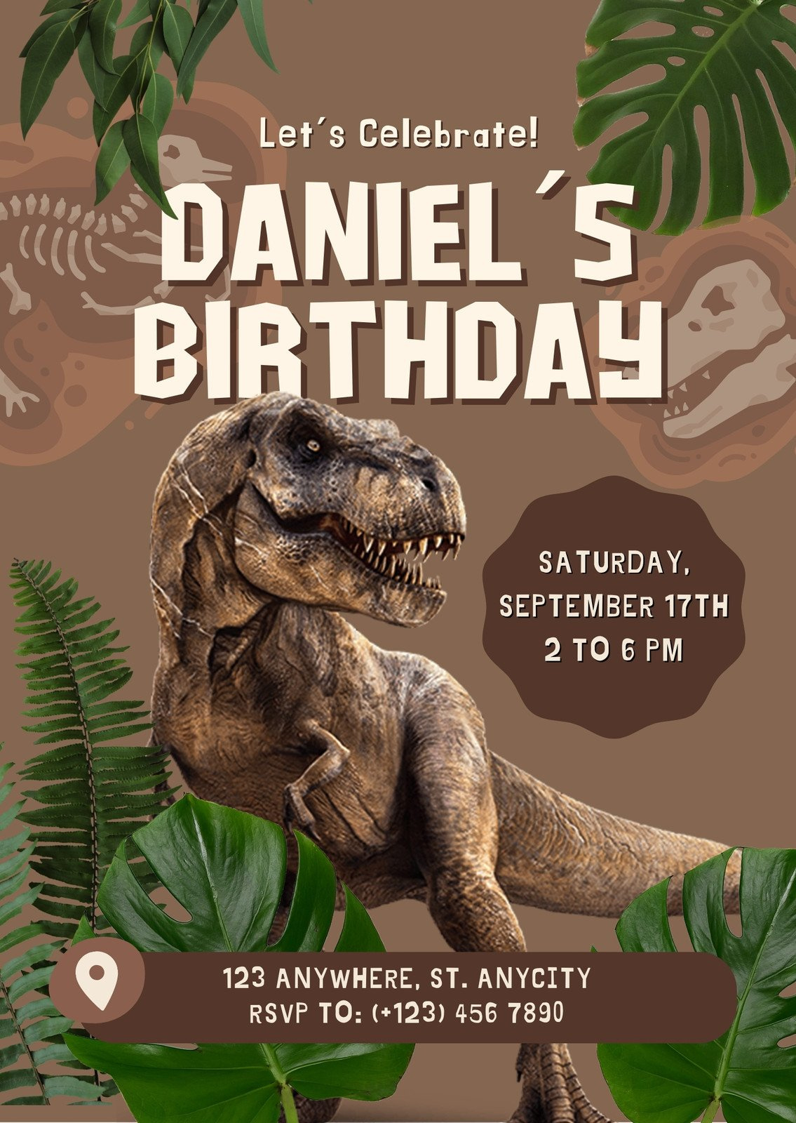 Free And Customizable Dinosaur Templates within Free Printable Dinosaur Birthday Invitations