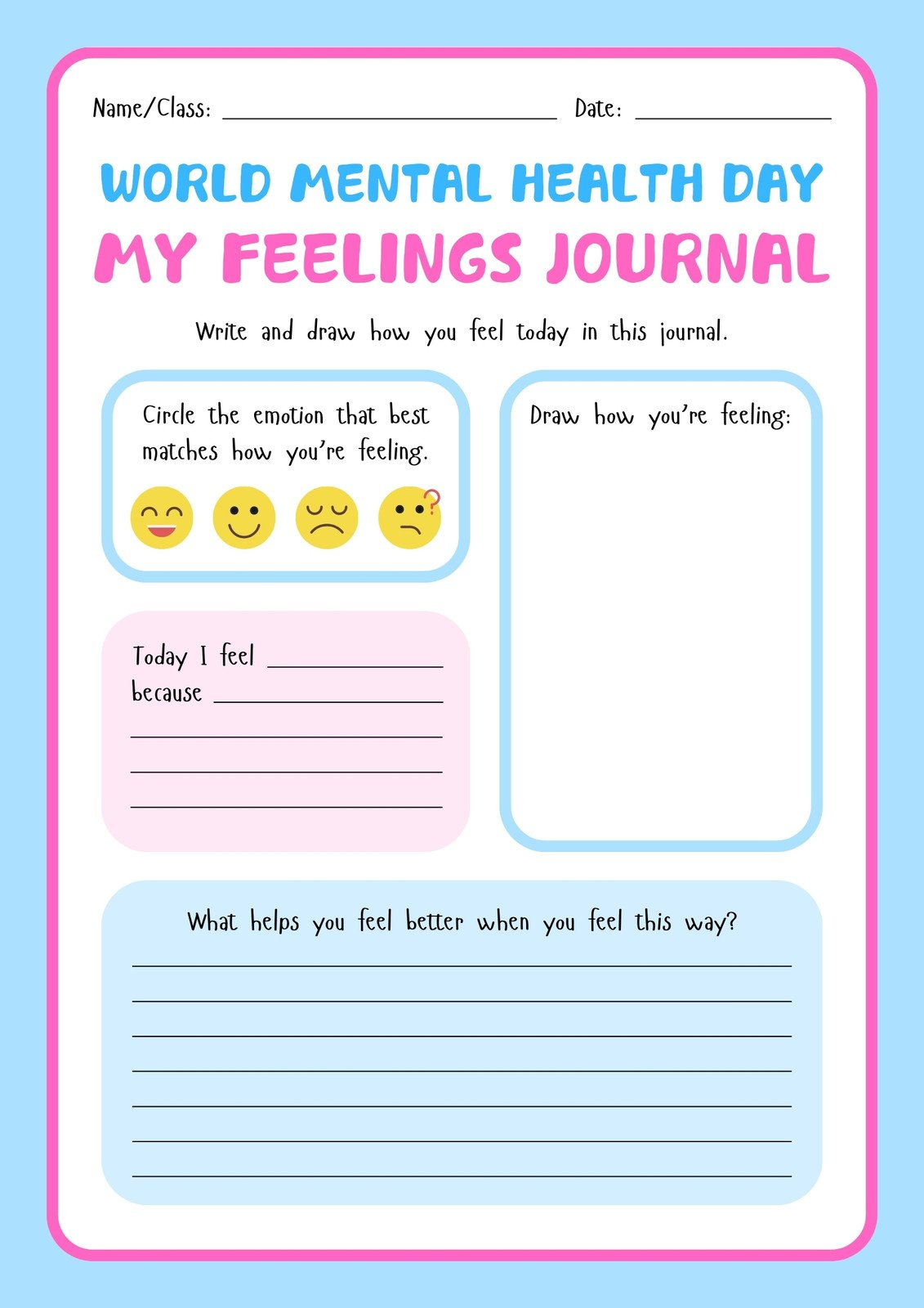 Free And Customizable Mental Health Templates in Free Printable Mental Health Worksheets