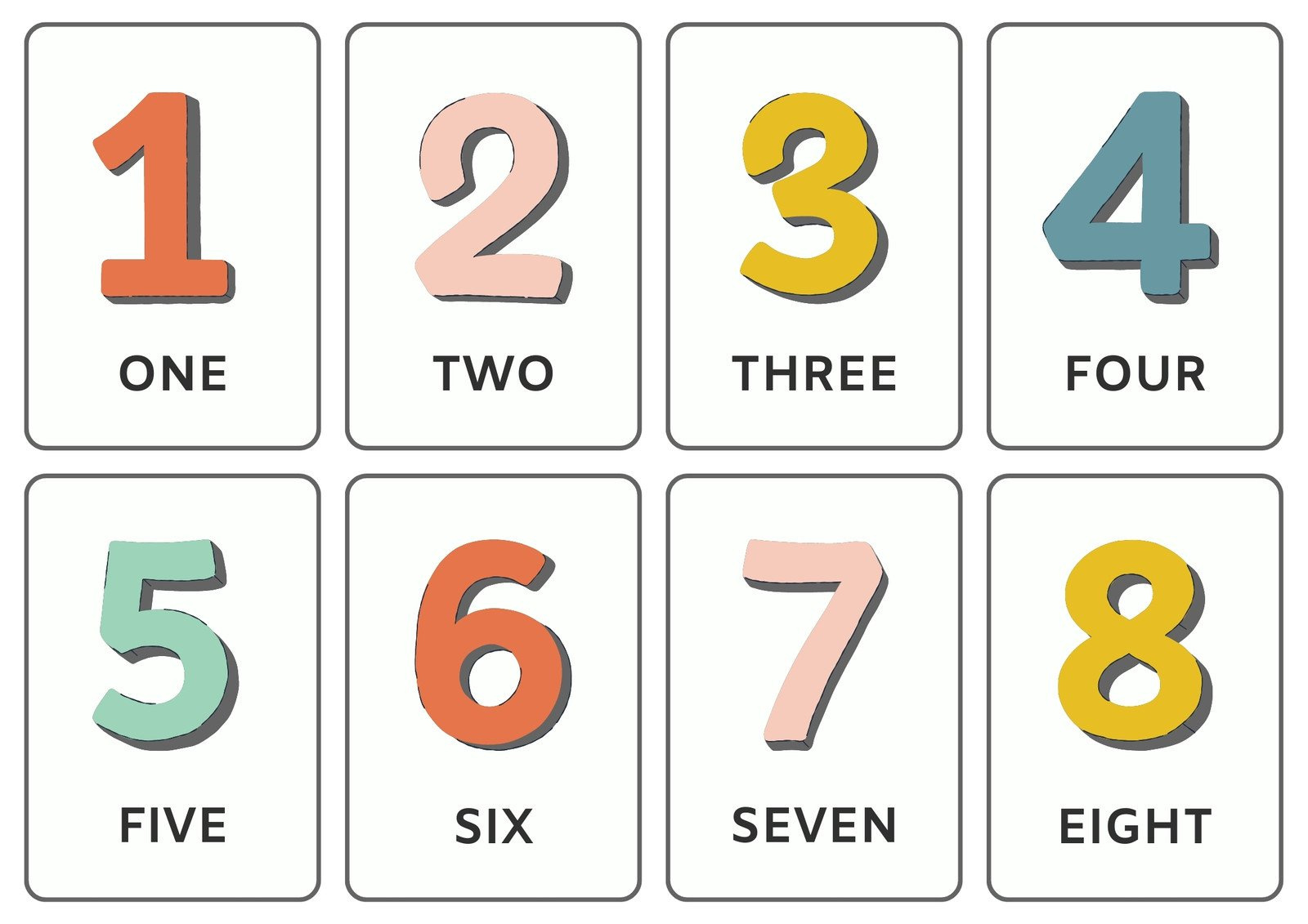 Free And Customizable Numbers Templates inside Free Printable Number Flashcards 1 30