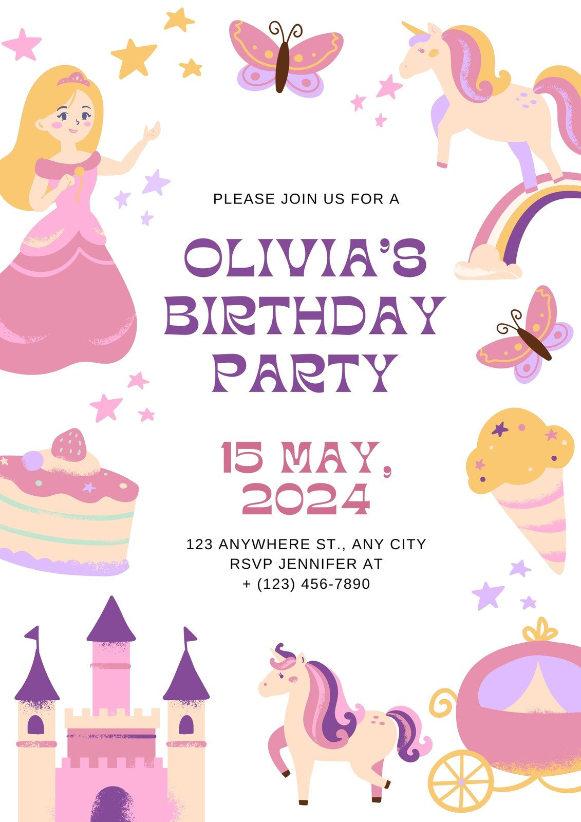 Free And Customizable Princess Templates with Free Printable Princess Invitation Cards