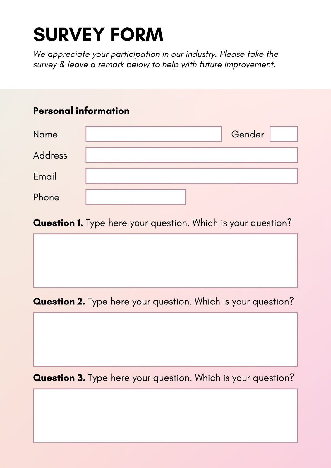 Free And Customizable Survey Templates pertaining to Free Printable Survey Generator