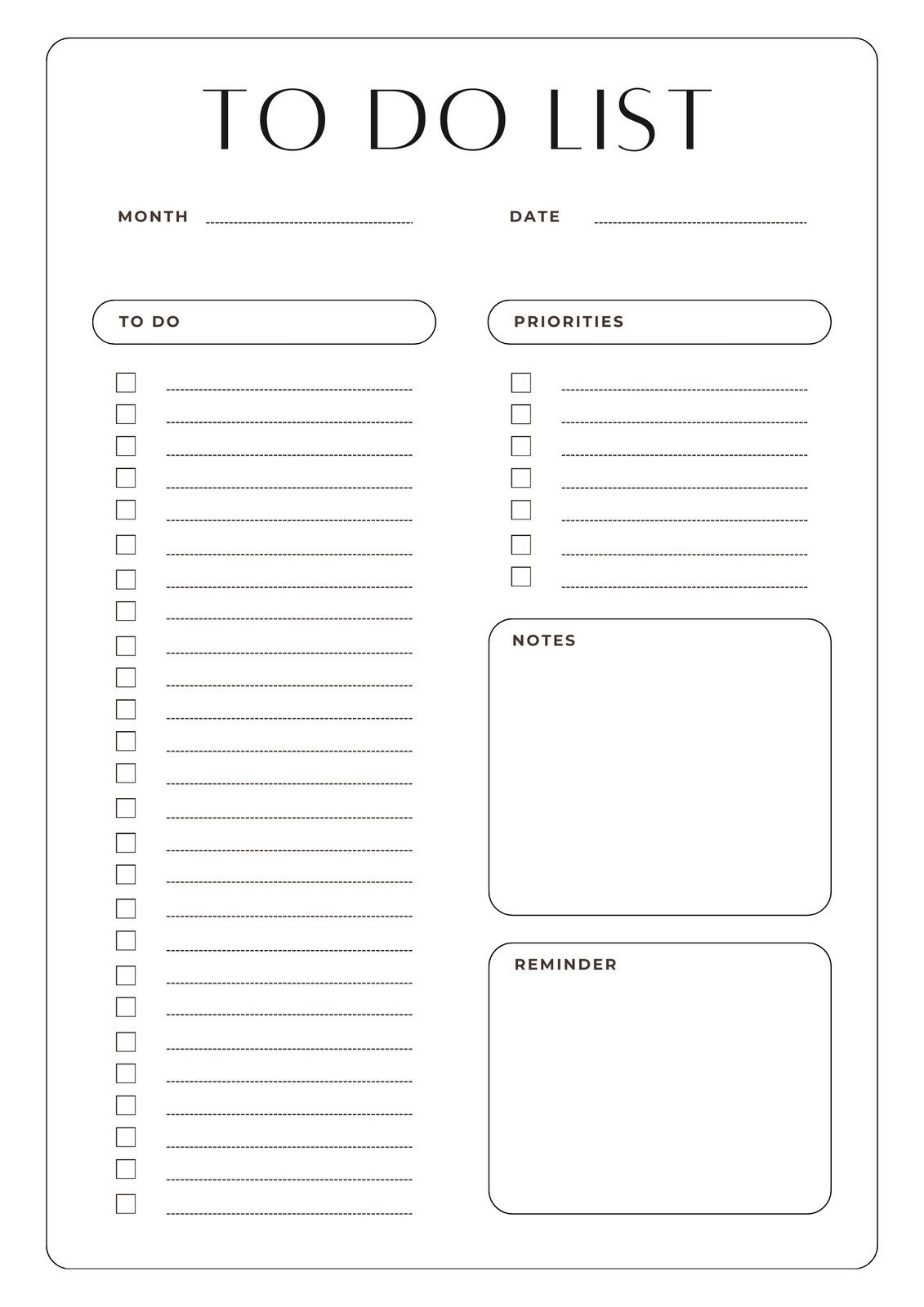 Free And Customizable To Do List Templates in Free Printable List Paper