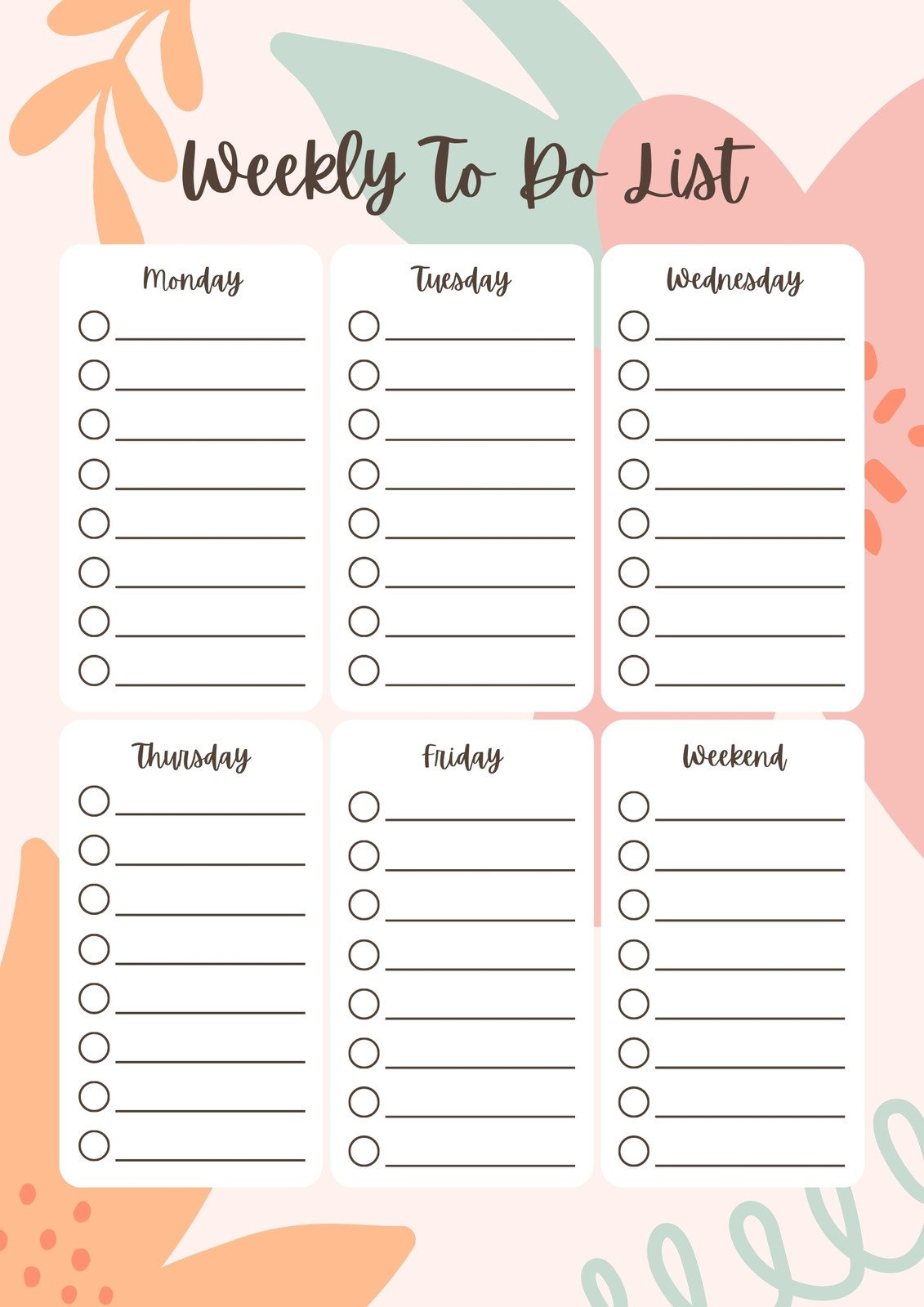 Free And Customizable To Do List Templates with regard to Weekly To Do List Free Printable