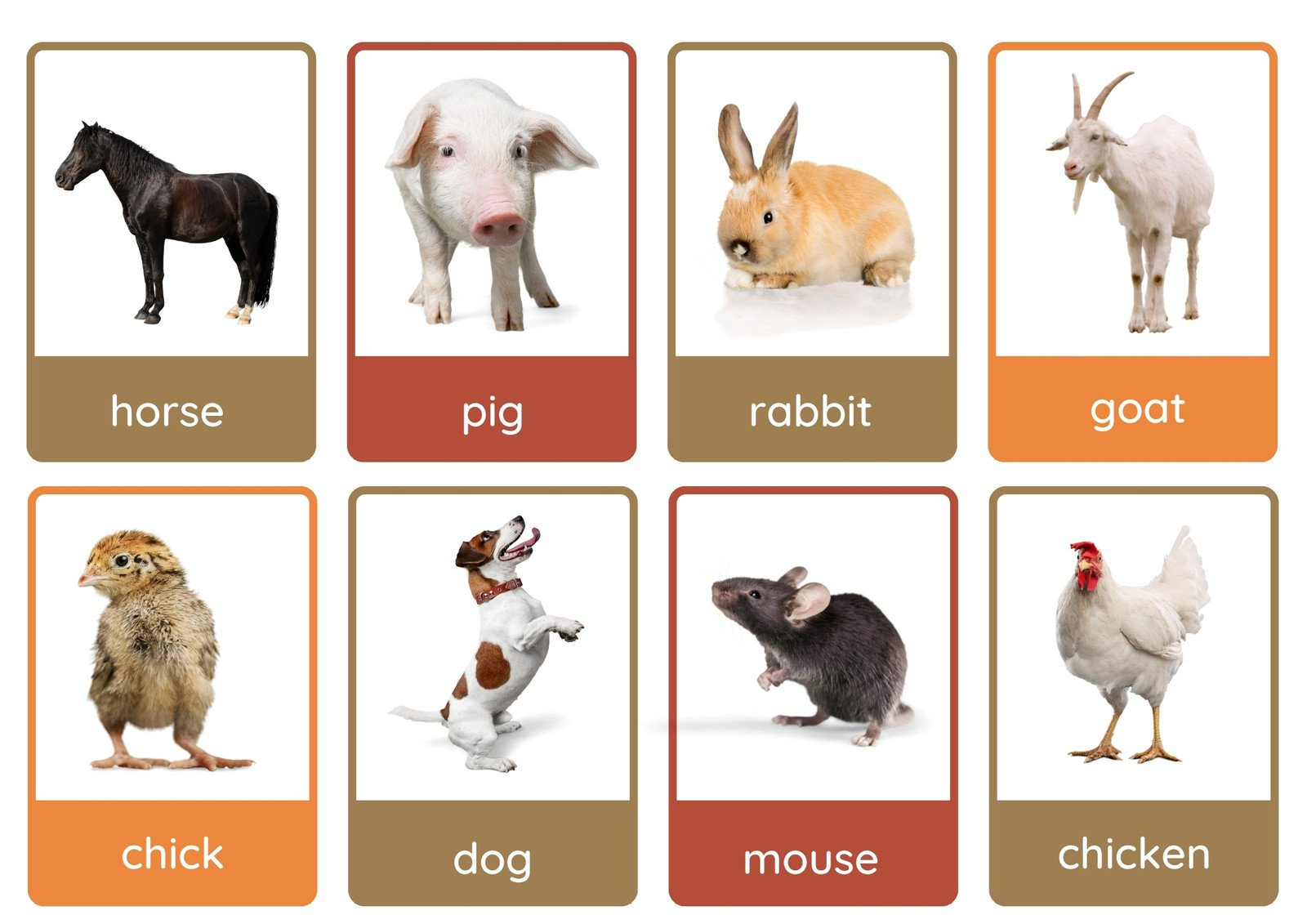Free Animal Flashcards To Customize And Print | Canva inside Free Printable Farm Animal Flash Cards