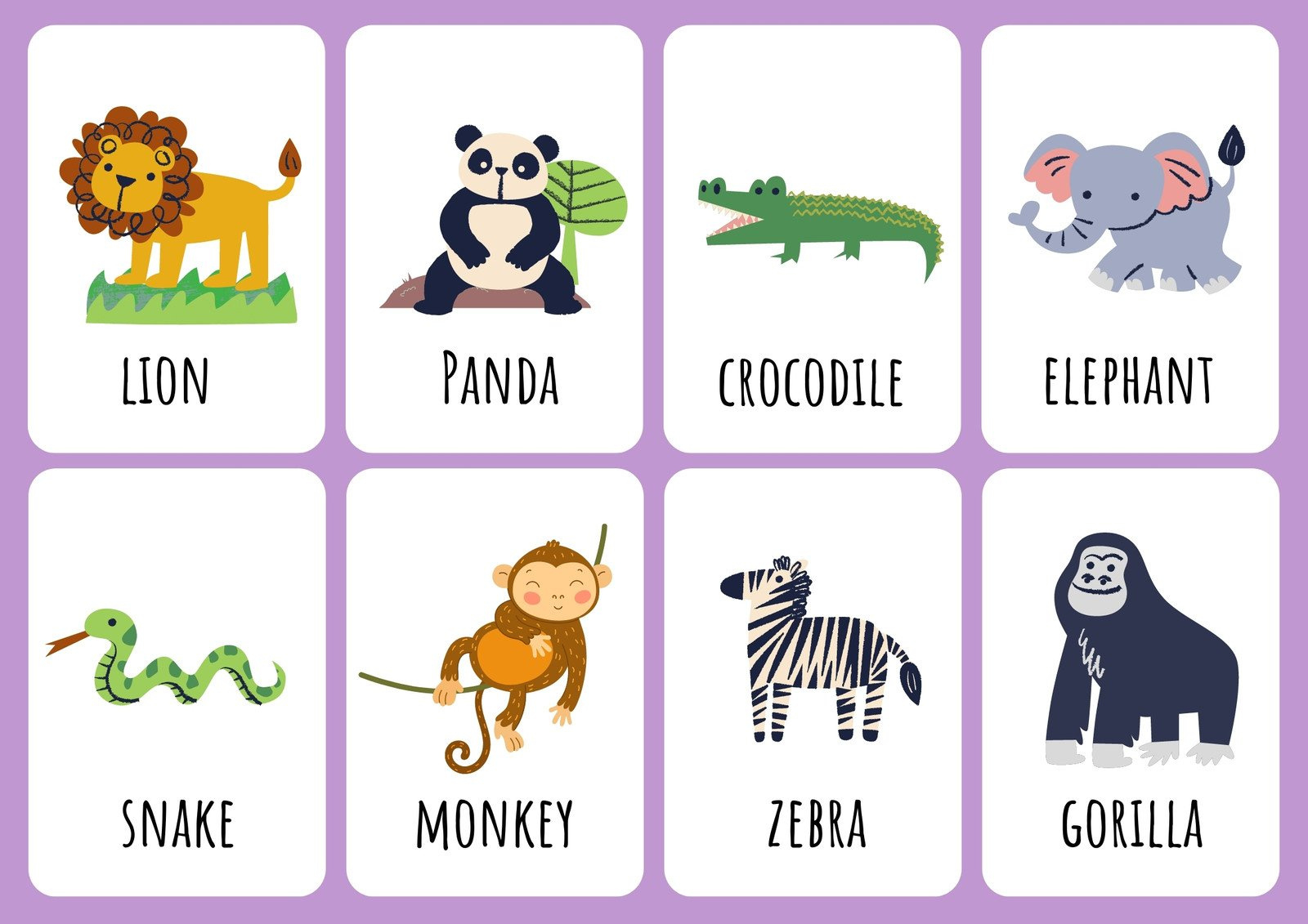 Free Animal Flashcards To Customize And Print | Canva - Worksheets throughout Free Printable Animal Cards