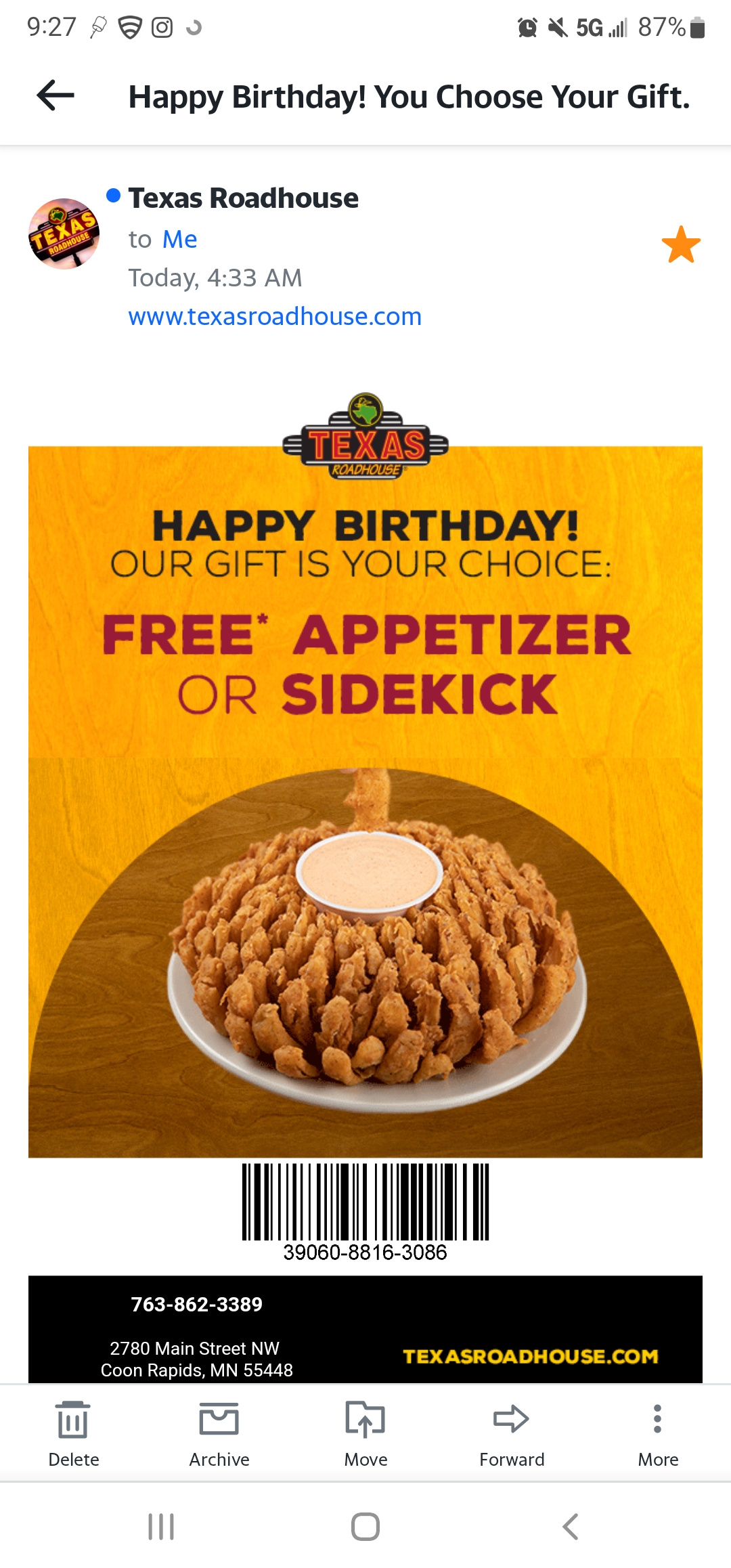 Free Appetizer Or Sidekick @ Texas Roadhouse For Your Birthday for Texas Roadhouse Free Appetizer Printable Coupon 2015