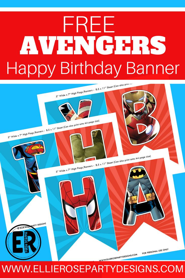 Free Avengers Party Decorations Printables | Ellierosepartydesigns pertaining to Free Avengers Birthday Party Printables