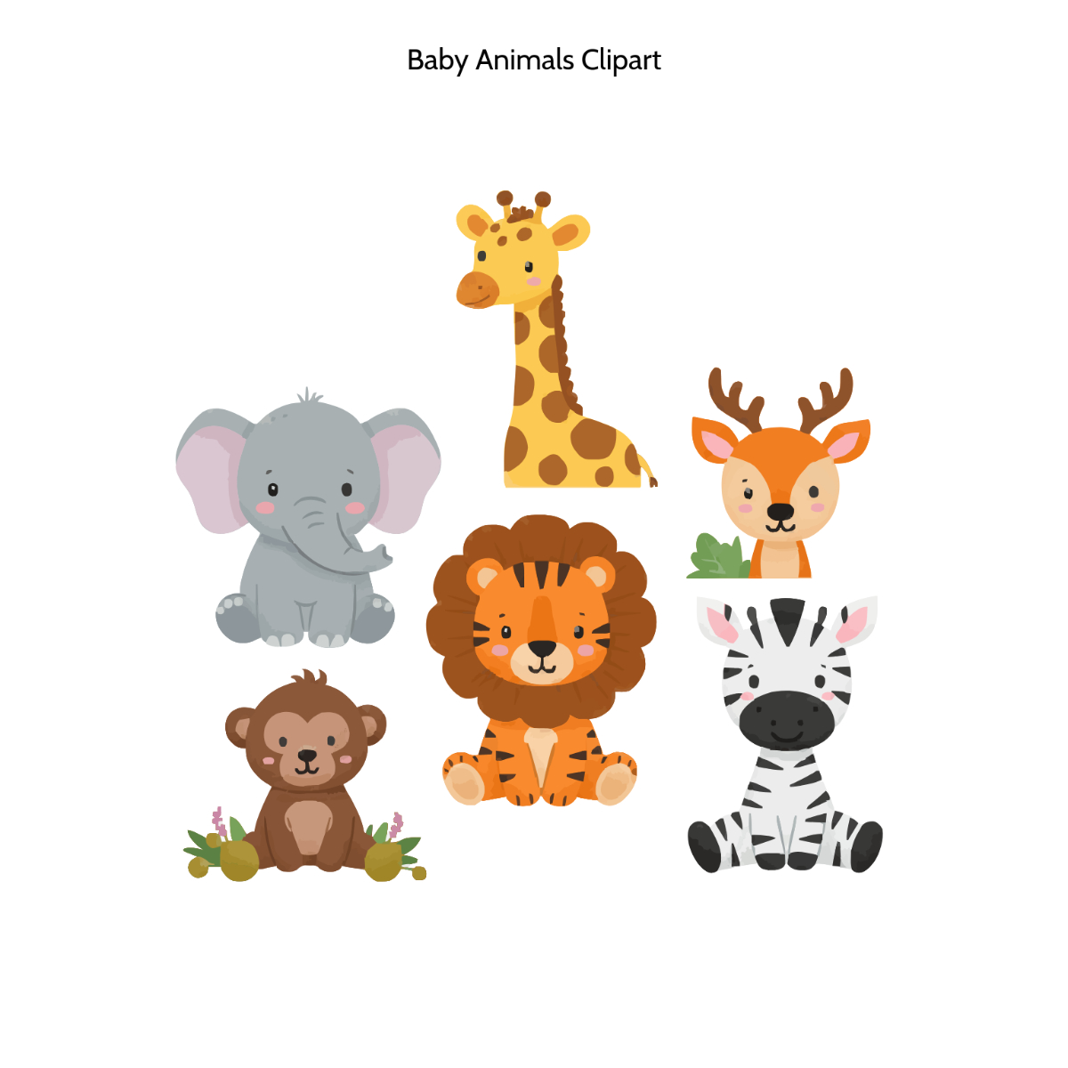 Free Baby Animals Clipart Template To Edit Online for Free Printable Baby Jungle Animal Clipart