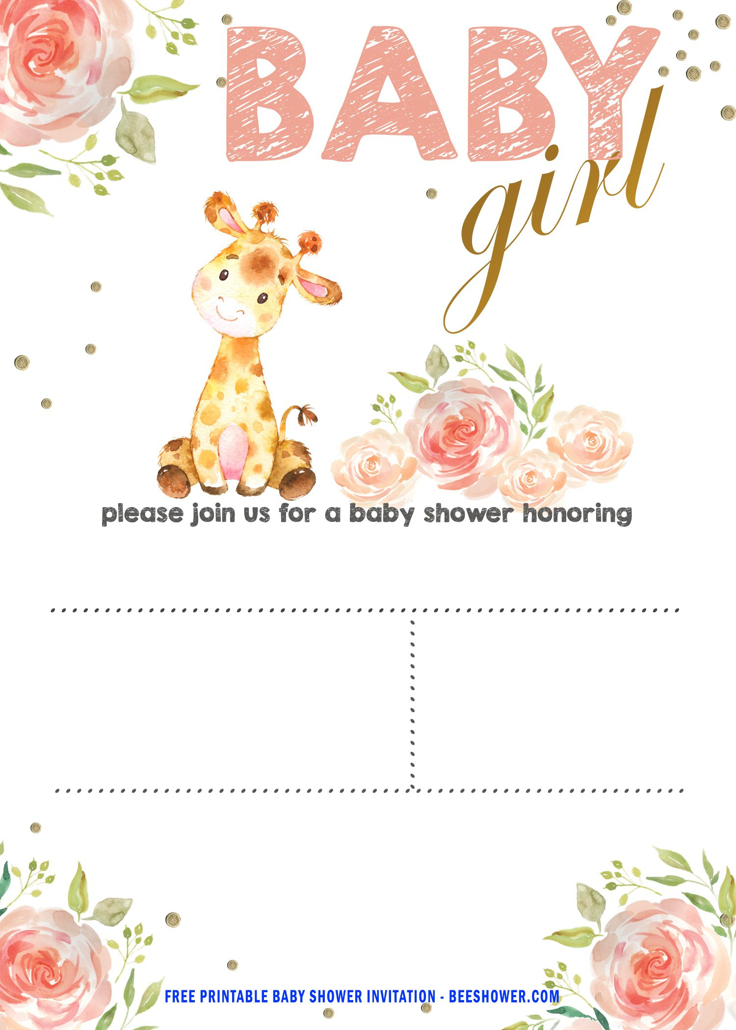 Free Baby Giraffe Baby Shower Invitation Templates - Download intended for Baby Shower Templates Free Printable