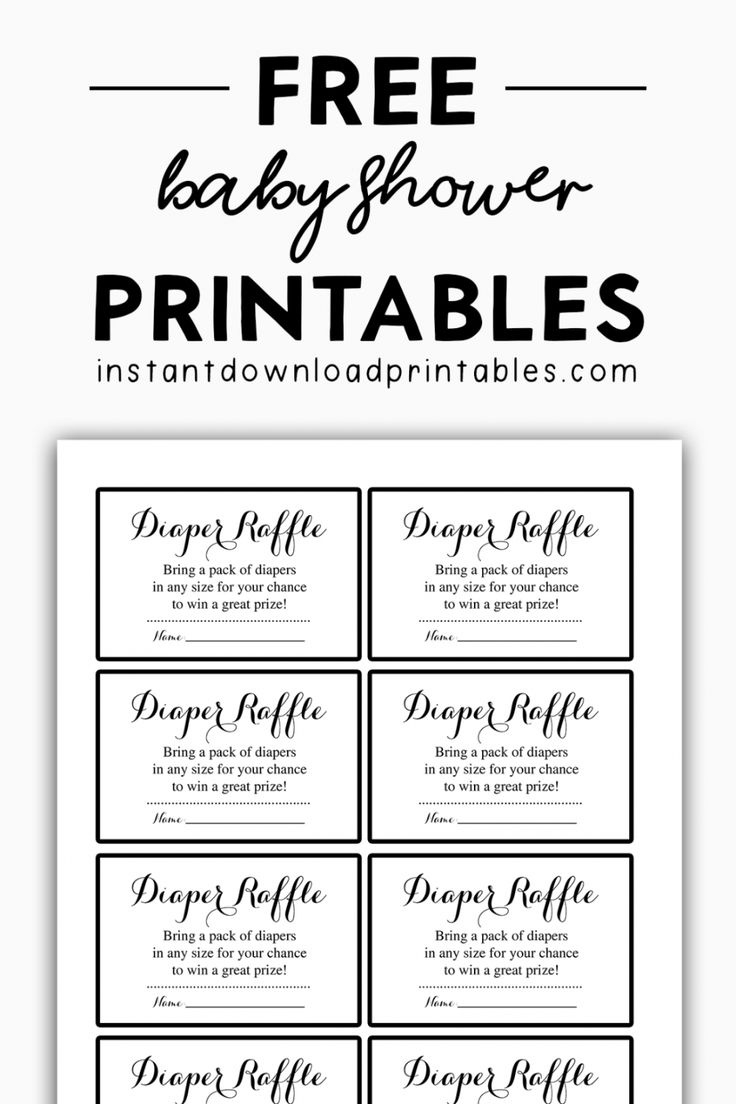 Free Baby Shower Black And White Printables - Instant Download within Free Printable Diaper Raffle Ticket Template Download